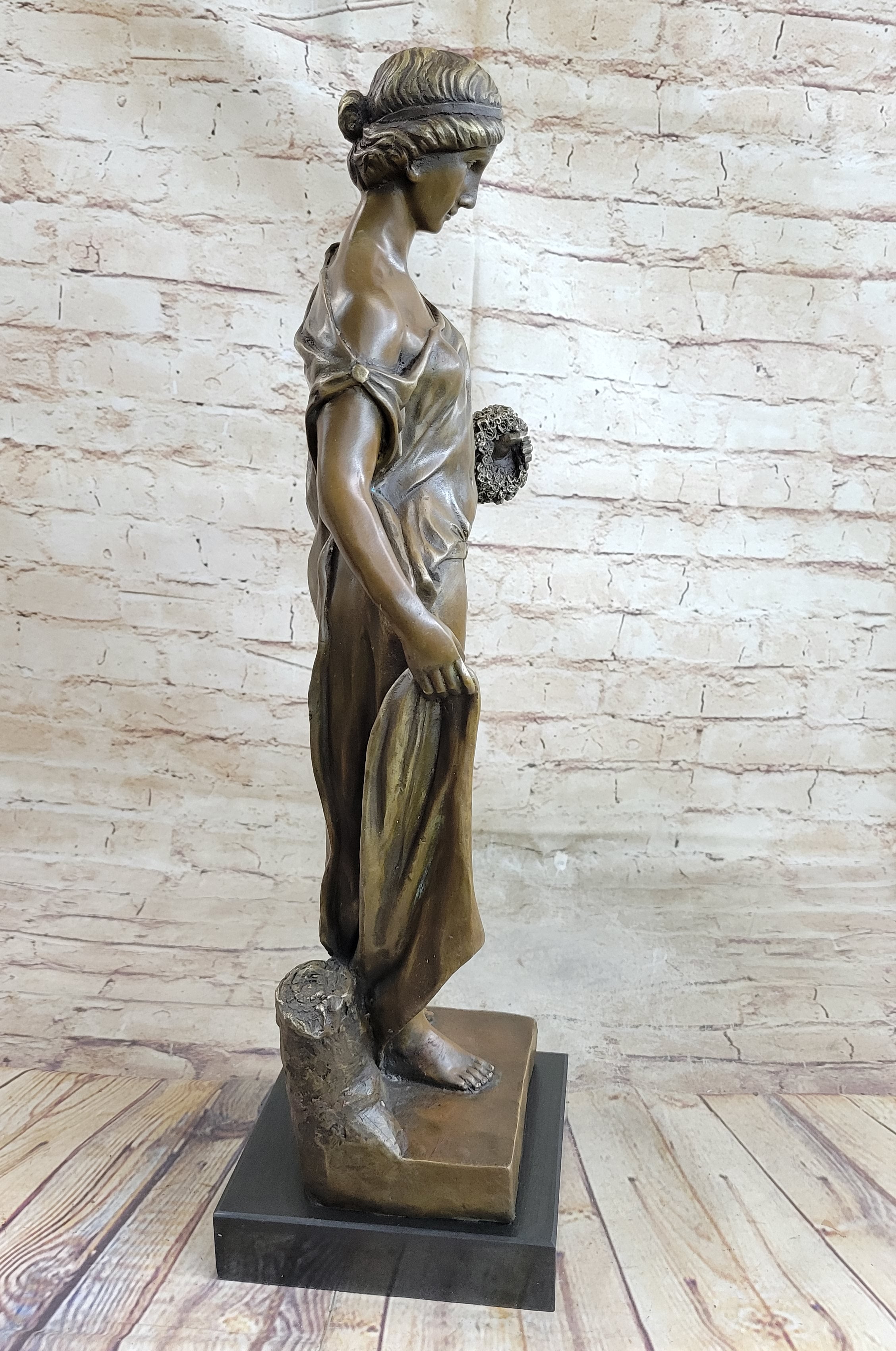 100% Solid Genuine Bronze Sculpture Hot Cast Naked Nude Maiden Figurine SALE