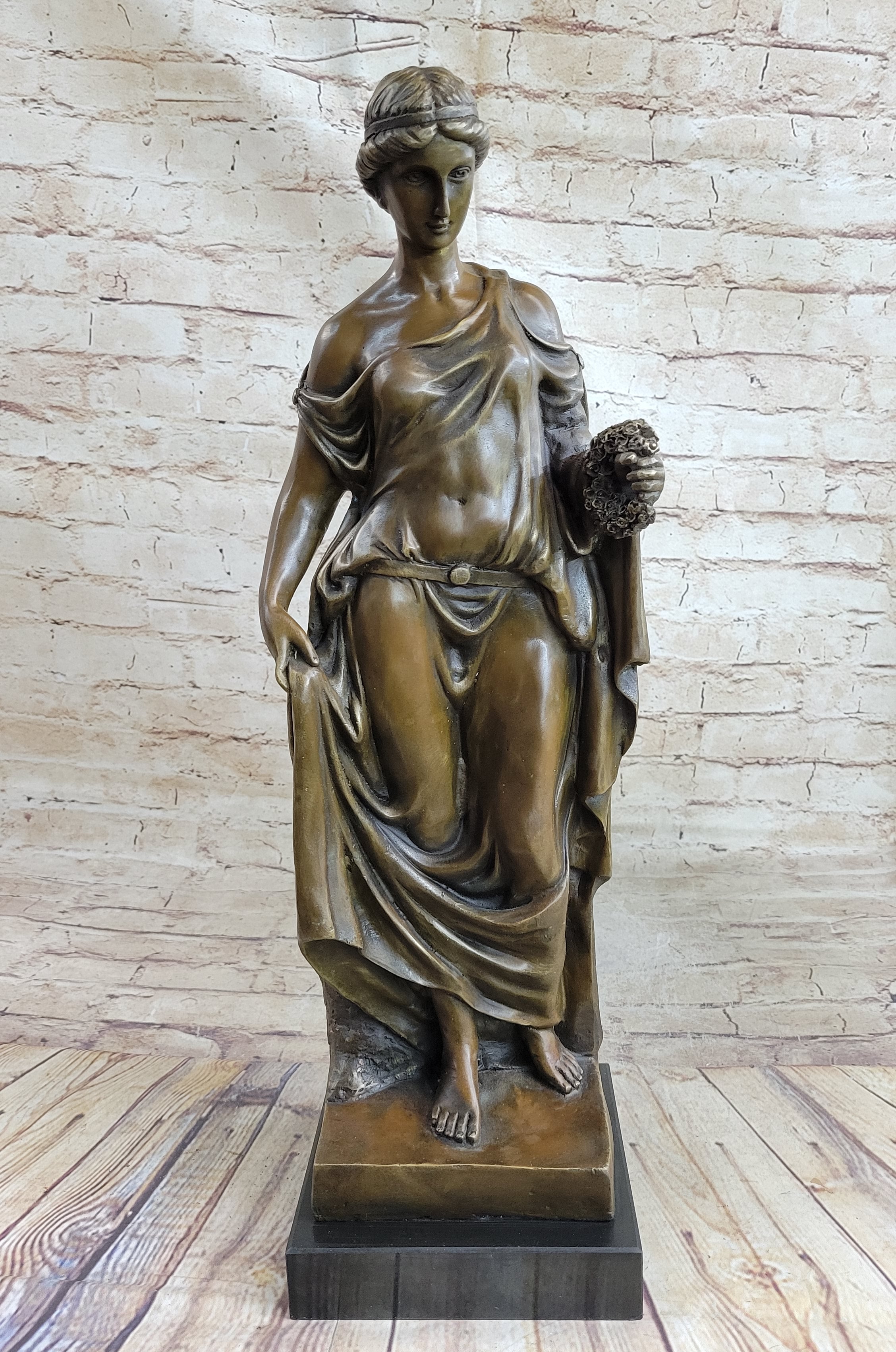 100% Solid Genuine Bronze Sculpture Hot Cast Naked Nude Maiden Figurine SALE