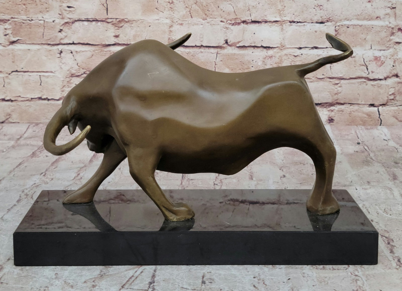 Bronze Sculpture Modern Art Stock Market Bull Hot Cast Marble Figurine Figure NR