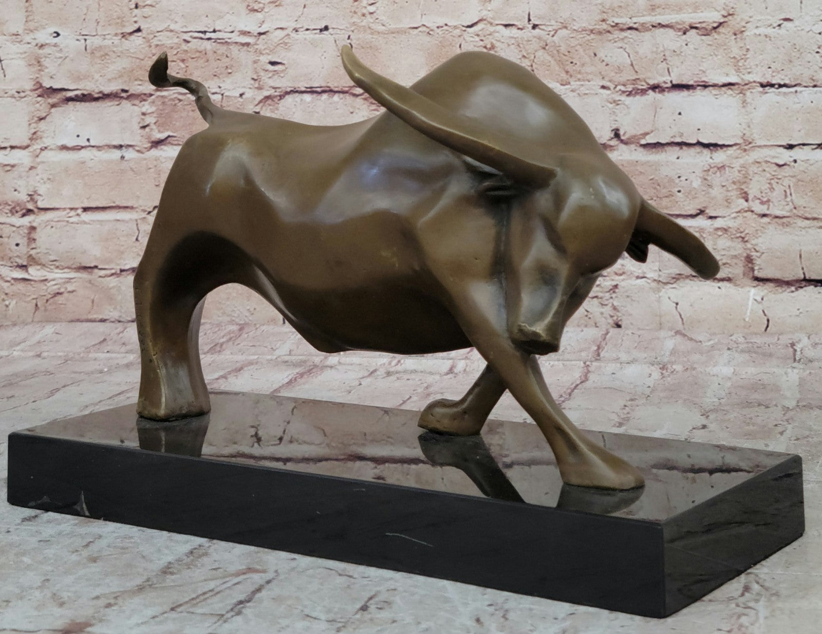 Bronze Sculpture Modern Art Stock Market Bull Hot Cast Marble Figurine Figure NR
