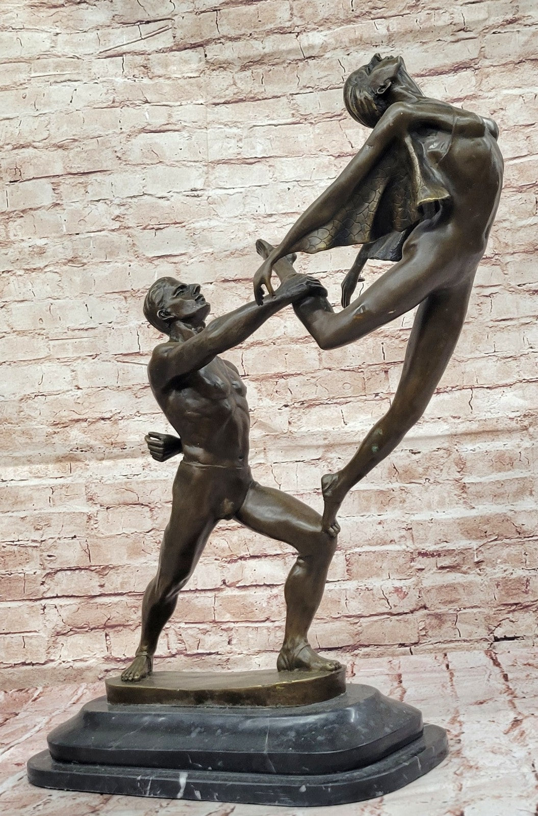 Western Art sculpture Bronze Marble Abstract Two Belle ballerina Statue Artwork