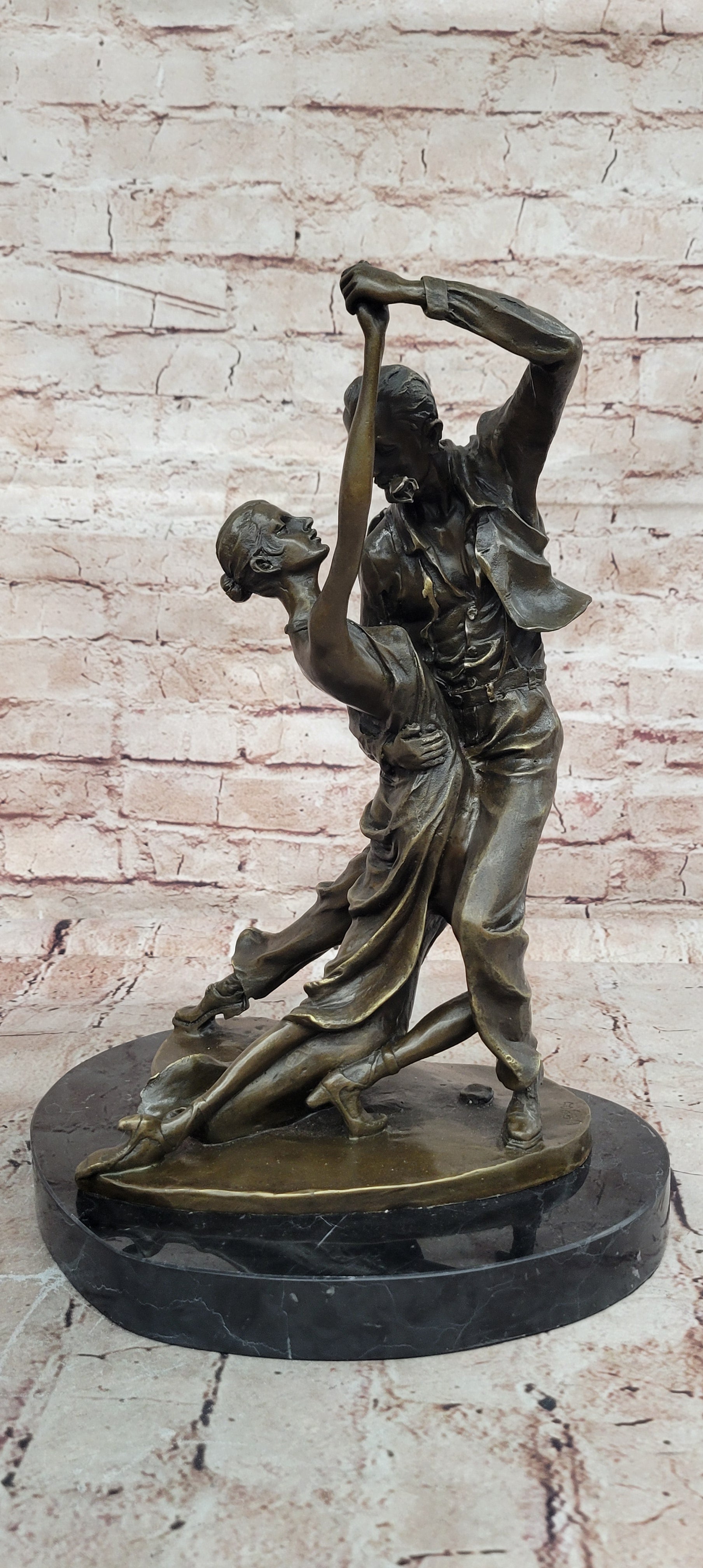 Art Nouveau Couple Dancing Tango Hand Made Genuine Bronze Figurine Statue LARGE