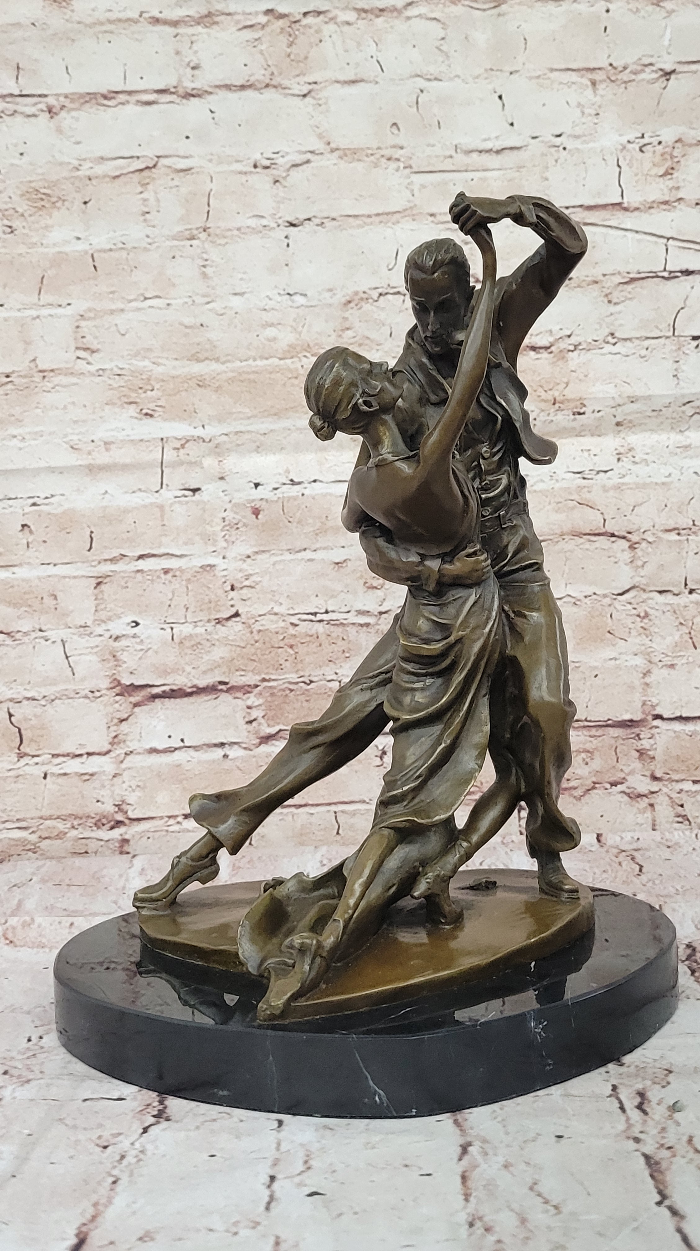 Art Nouveau Couple Dancing Tango Hand Made Genuine Bronze Figurine Statue LARGE