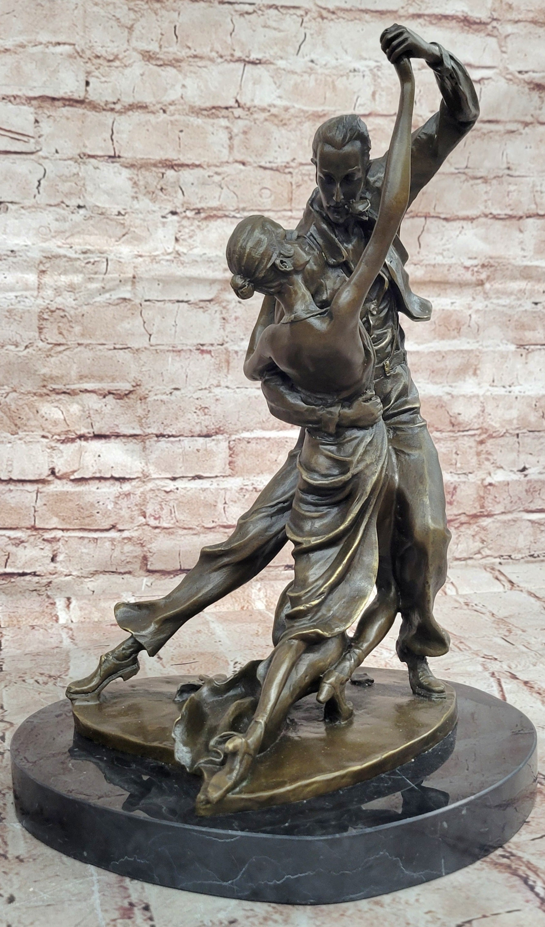 Art Nouveau Couple Dancing Tango Hand Made Genuine Bronze Figurine Statue LARGE