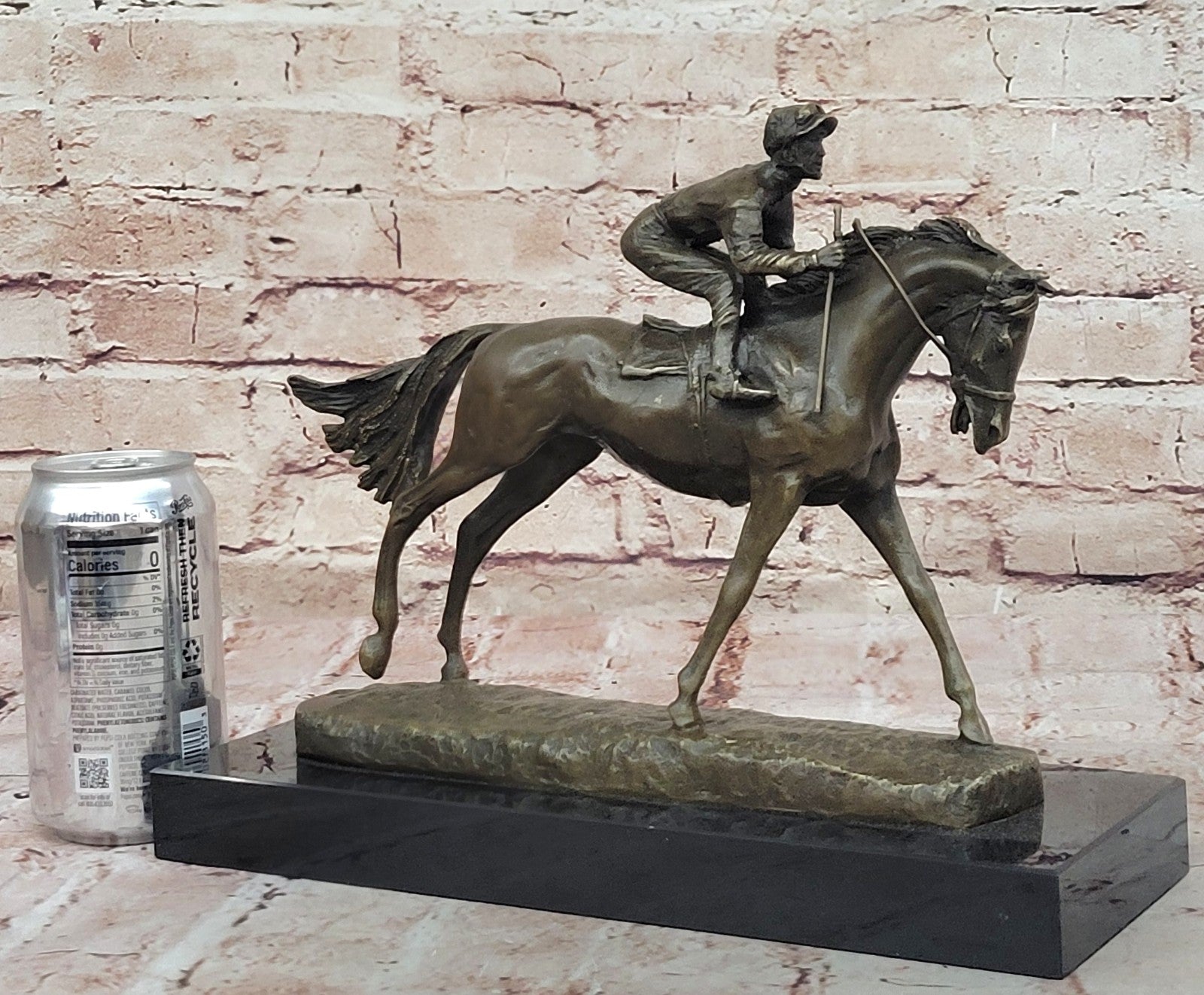 Bronze Sculpture, Hand Made Statue Sports Horse &Jockey Racetrack Triple Crown