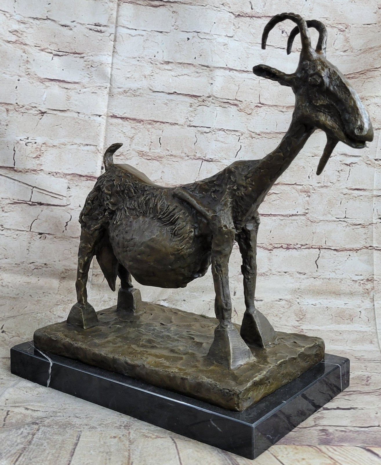 Handcrafted Bronze Sculpture Goat Mascot Signed Picasso European Made Statue