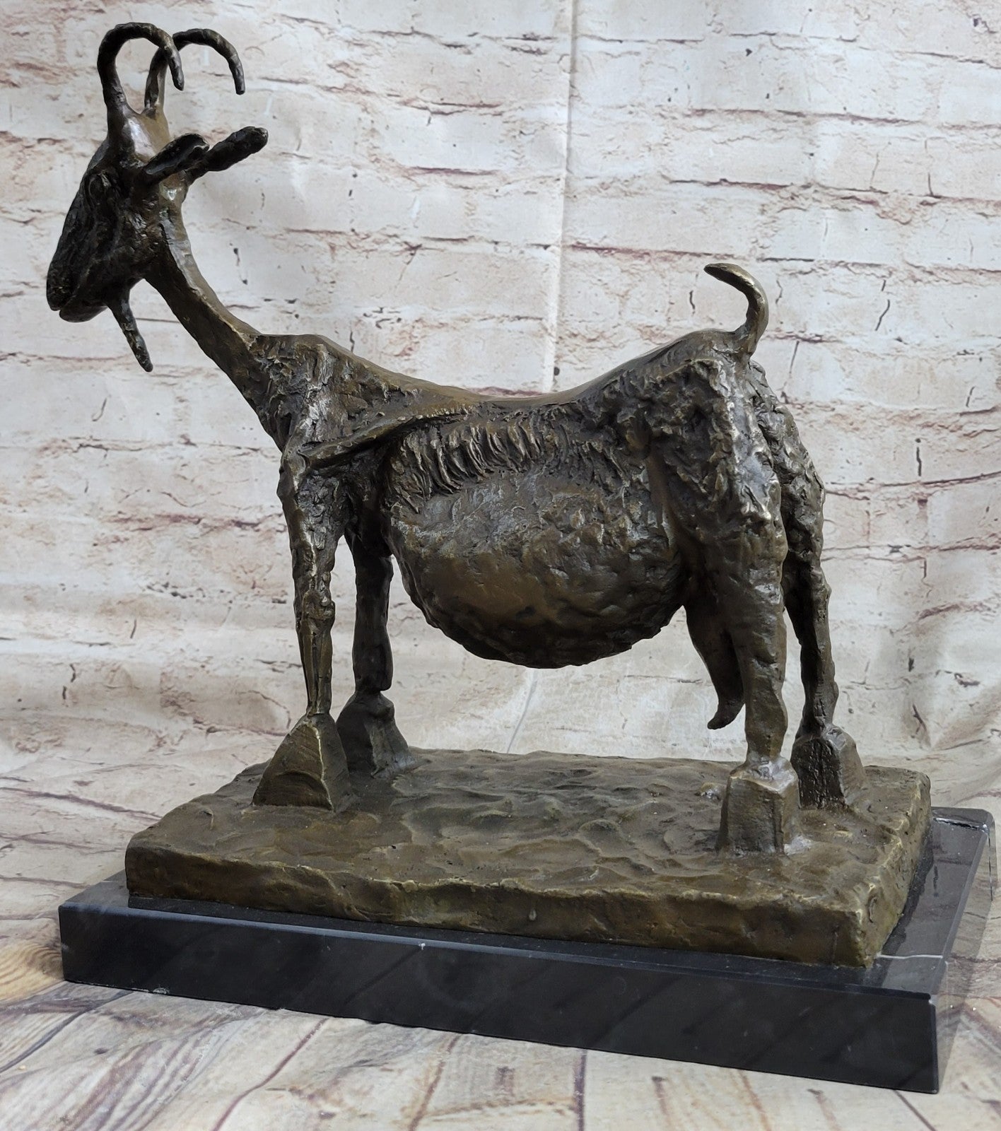 Handcrafted Bronze Sculpture Goat Mascot Signed Picasso European Made Statue