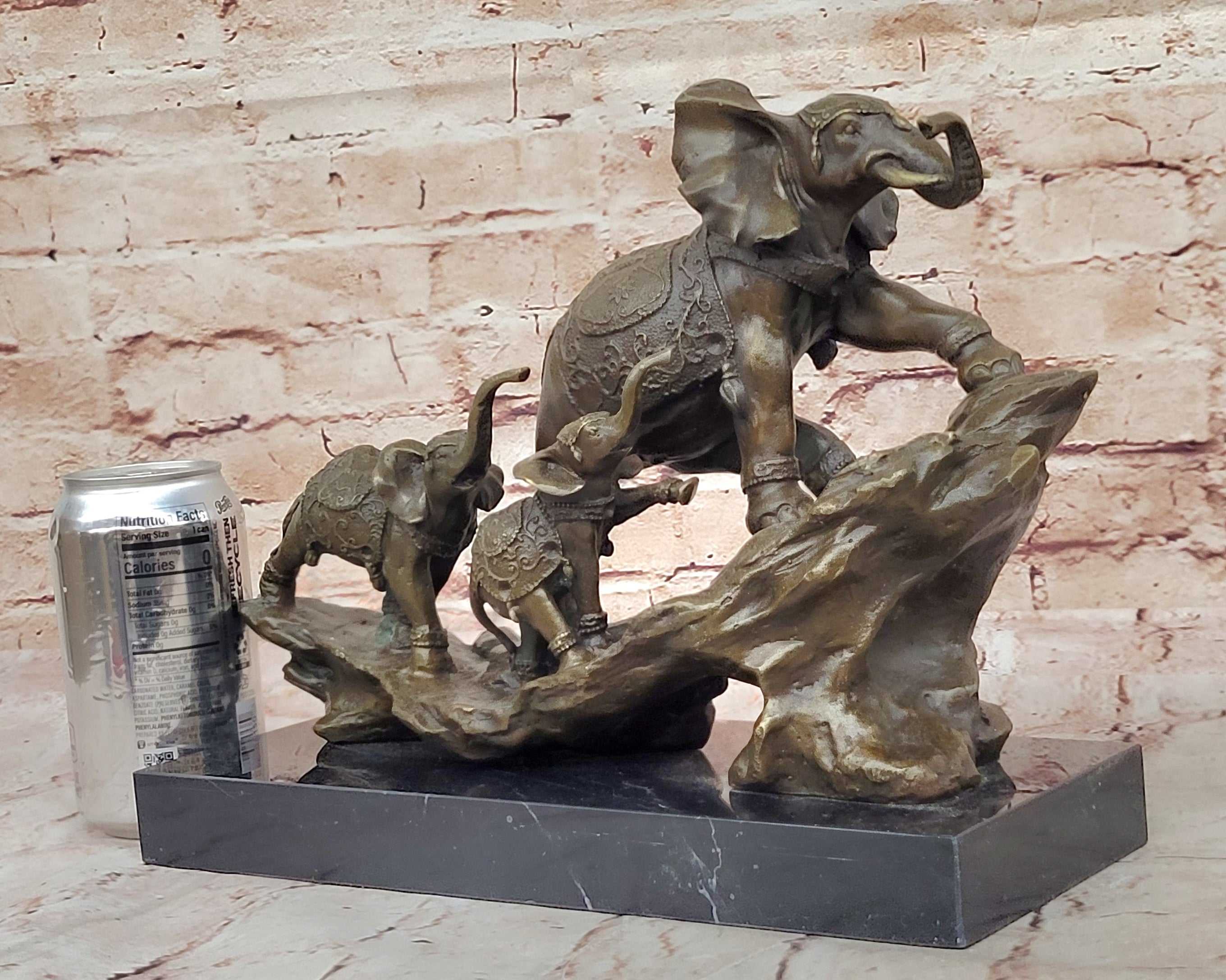 Handcrafted bronze sculpture SALE Cal And Elephant Mother Indian Bologna