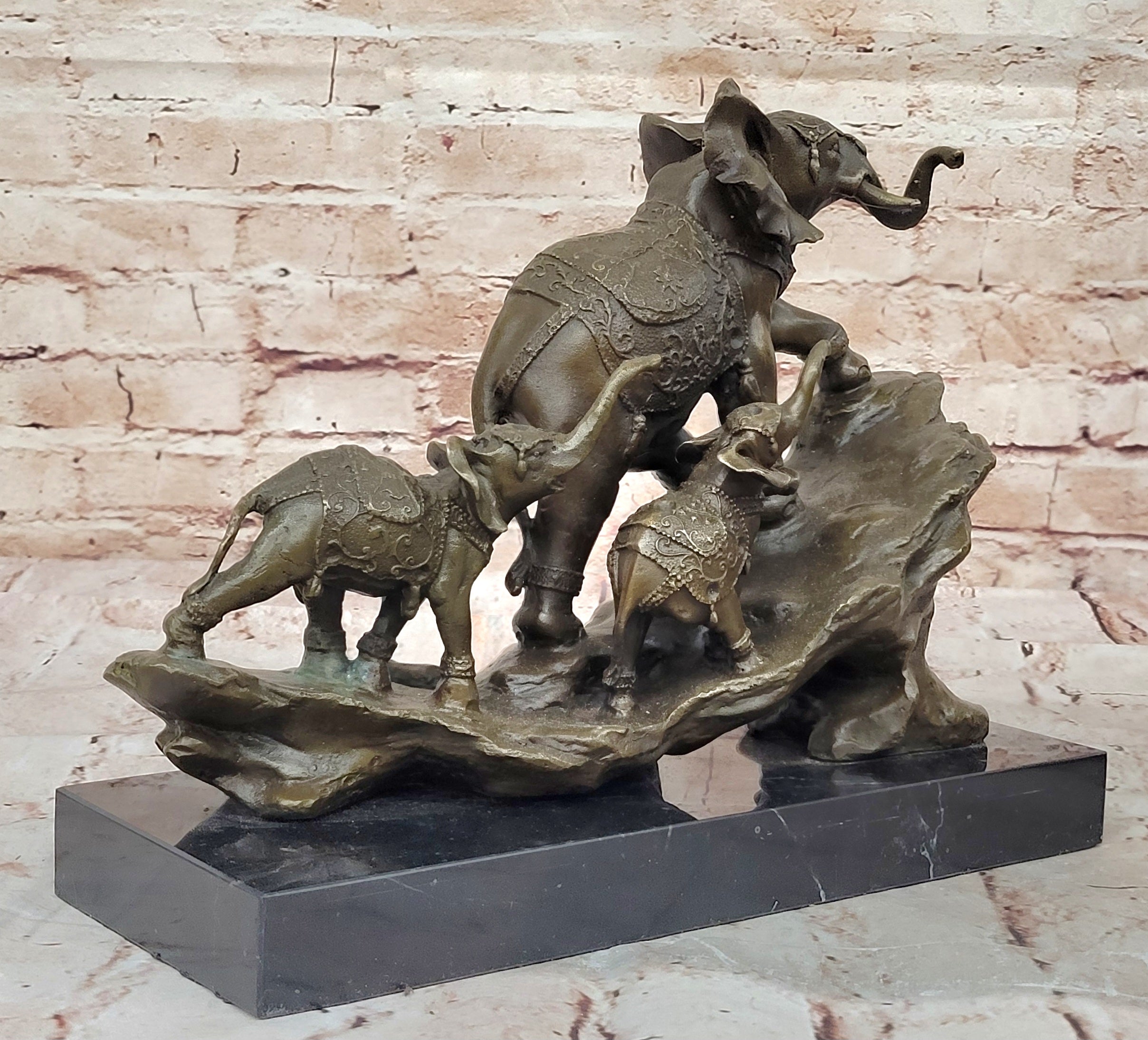 Handcrafted bronze sculpture SALE Cal And Elephant Mother Indian Bologna