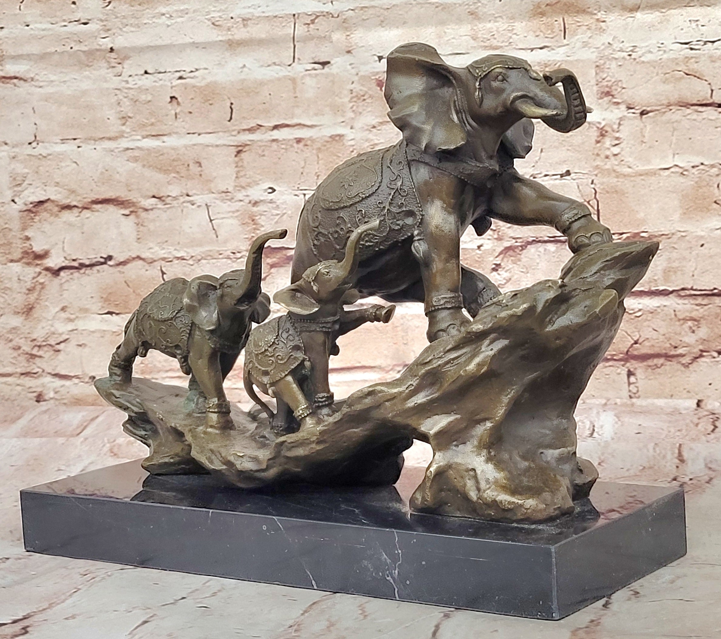 Handcrafted bronze sculpture SALE Cal And Elephant Mother Indian Bologna