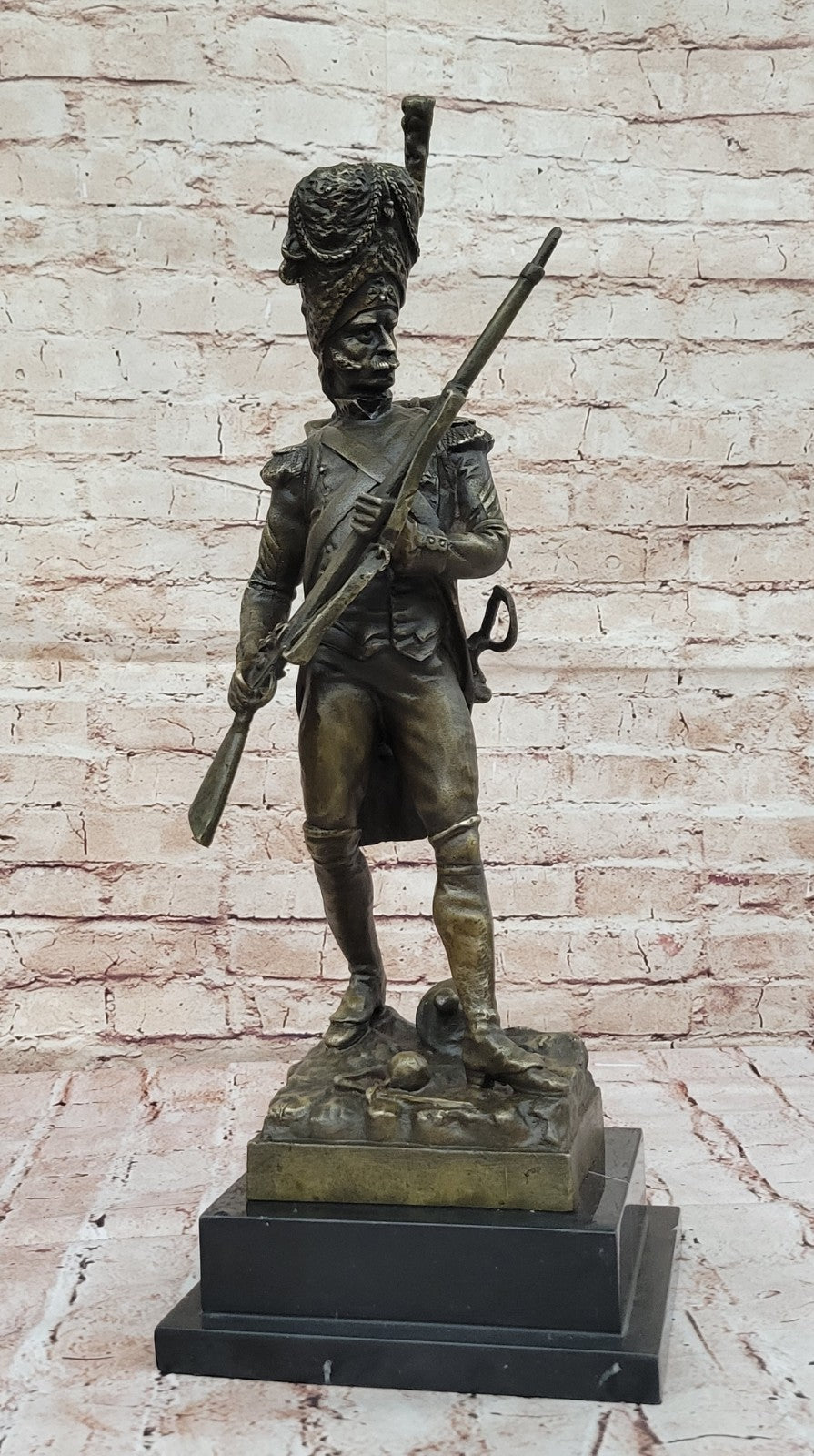 Masterpiece of European Art: Handcrafted Bronze Sculpture Depicting a Russian Soldier