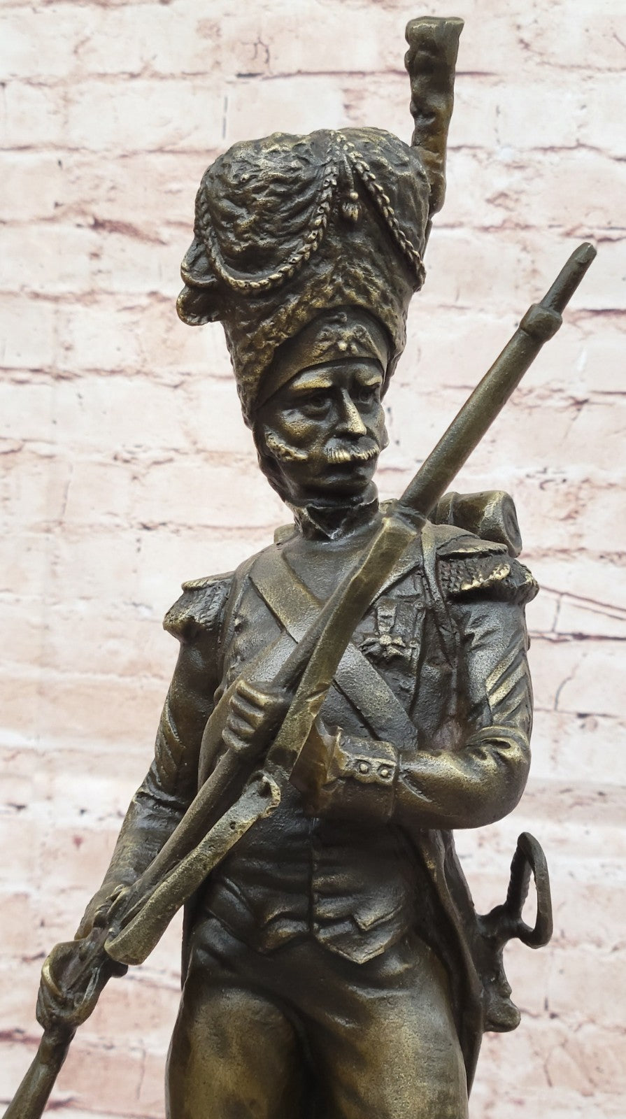 Masterpiece of European Art: Handcrafted Bronze Sculpture Depicting a Russian Soldier