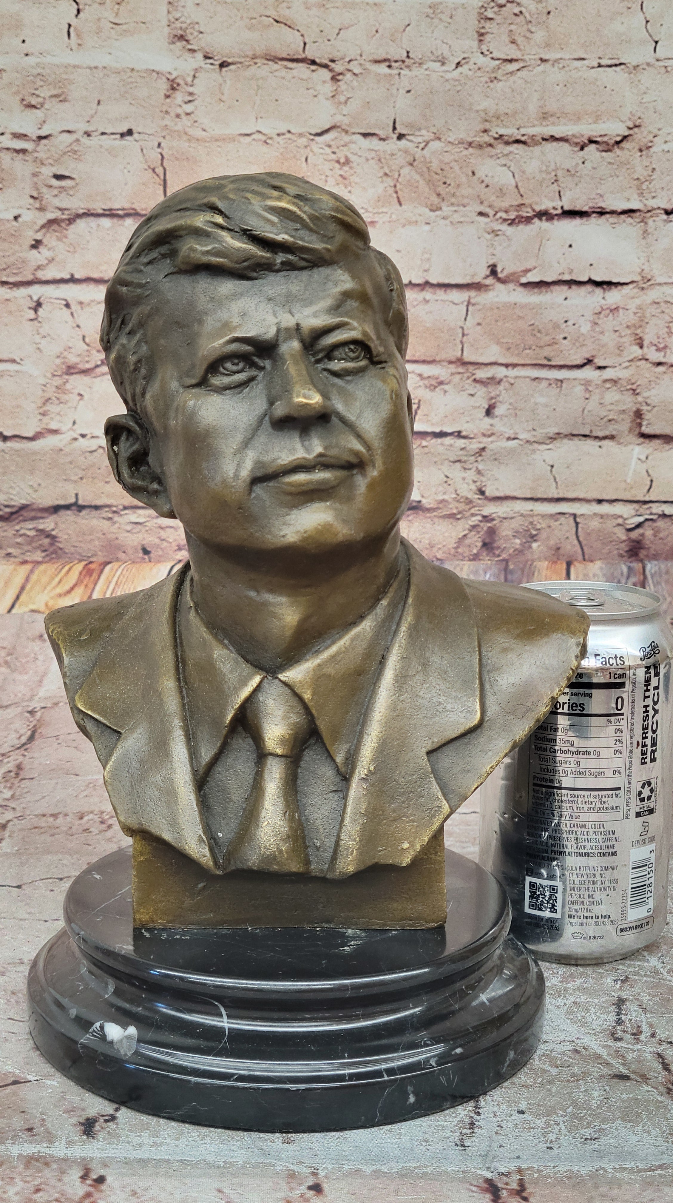 Vintage JFK BUST 100% Real Bronze on Marble Base President John F. Kennedy Sale
