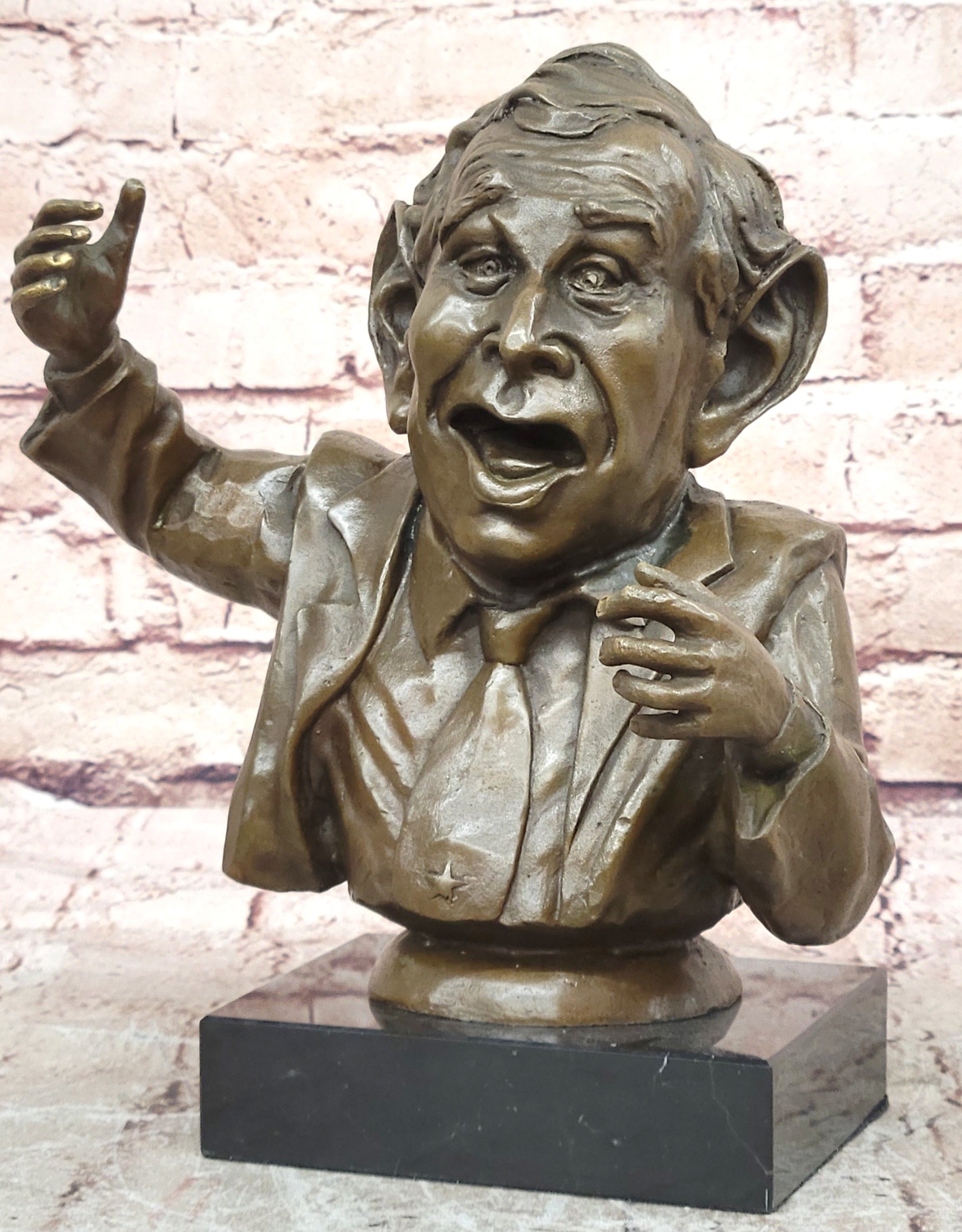 Bronze Sculpture Art Decor Hand Made Signed Bust President George W.Bush