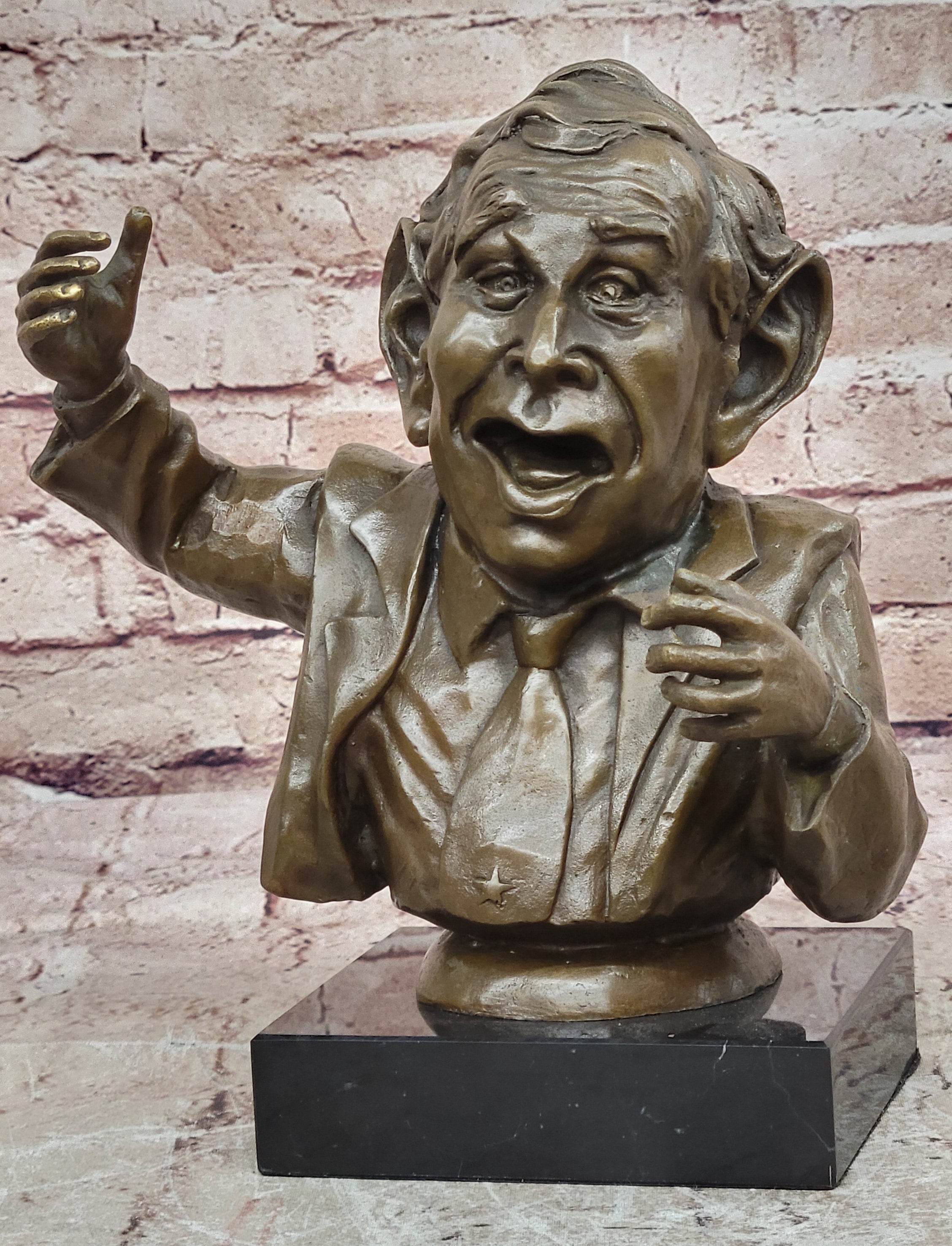 Bronze Sculpture Art Decor Hand Made Signed Bust President George W.Bush