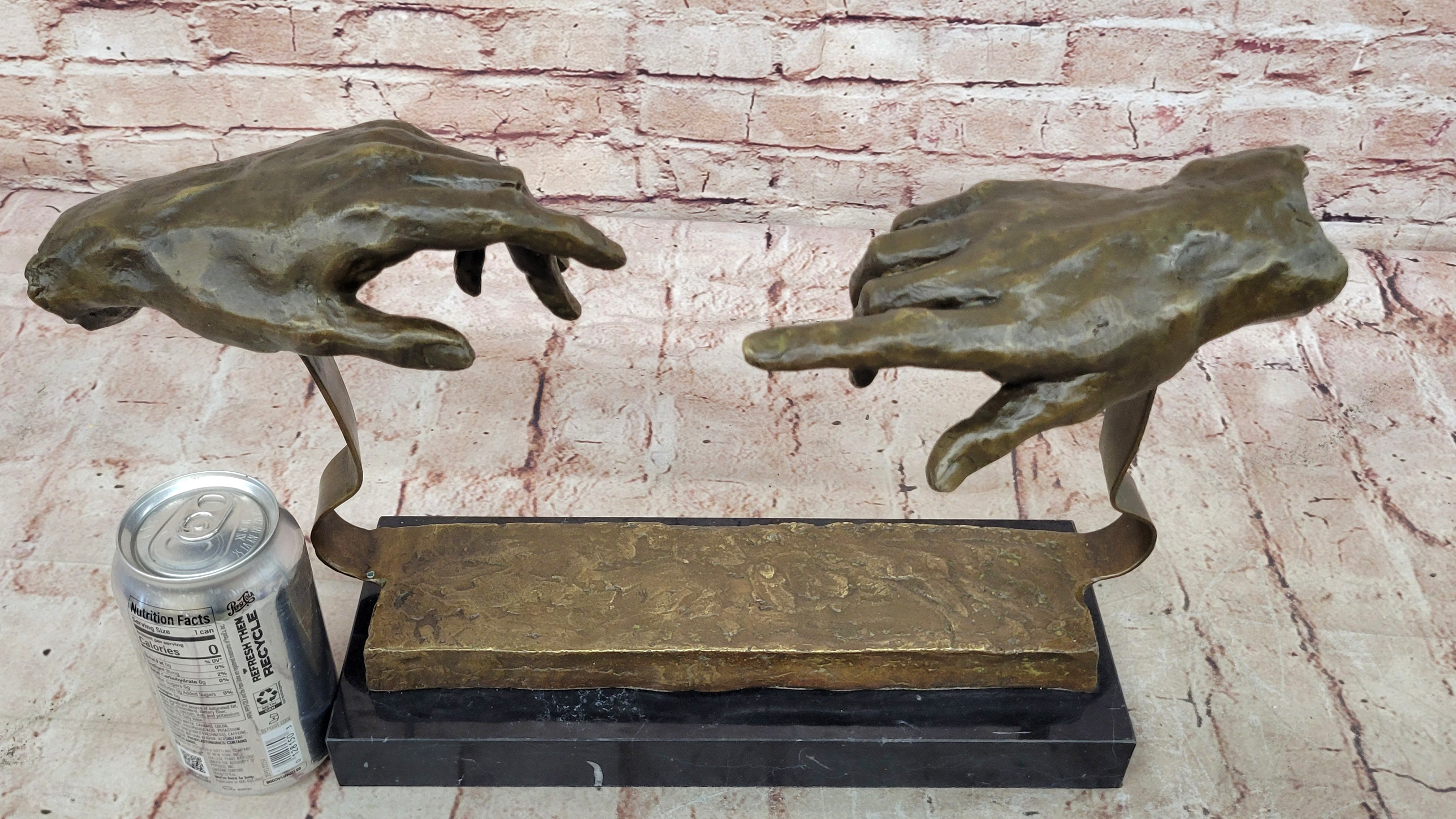 Signed Dali Bases on Michelangelo Creation of Man Bronze Sculpture Marble Statue