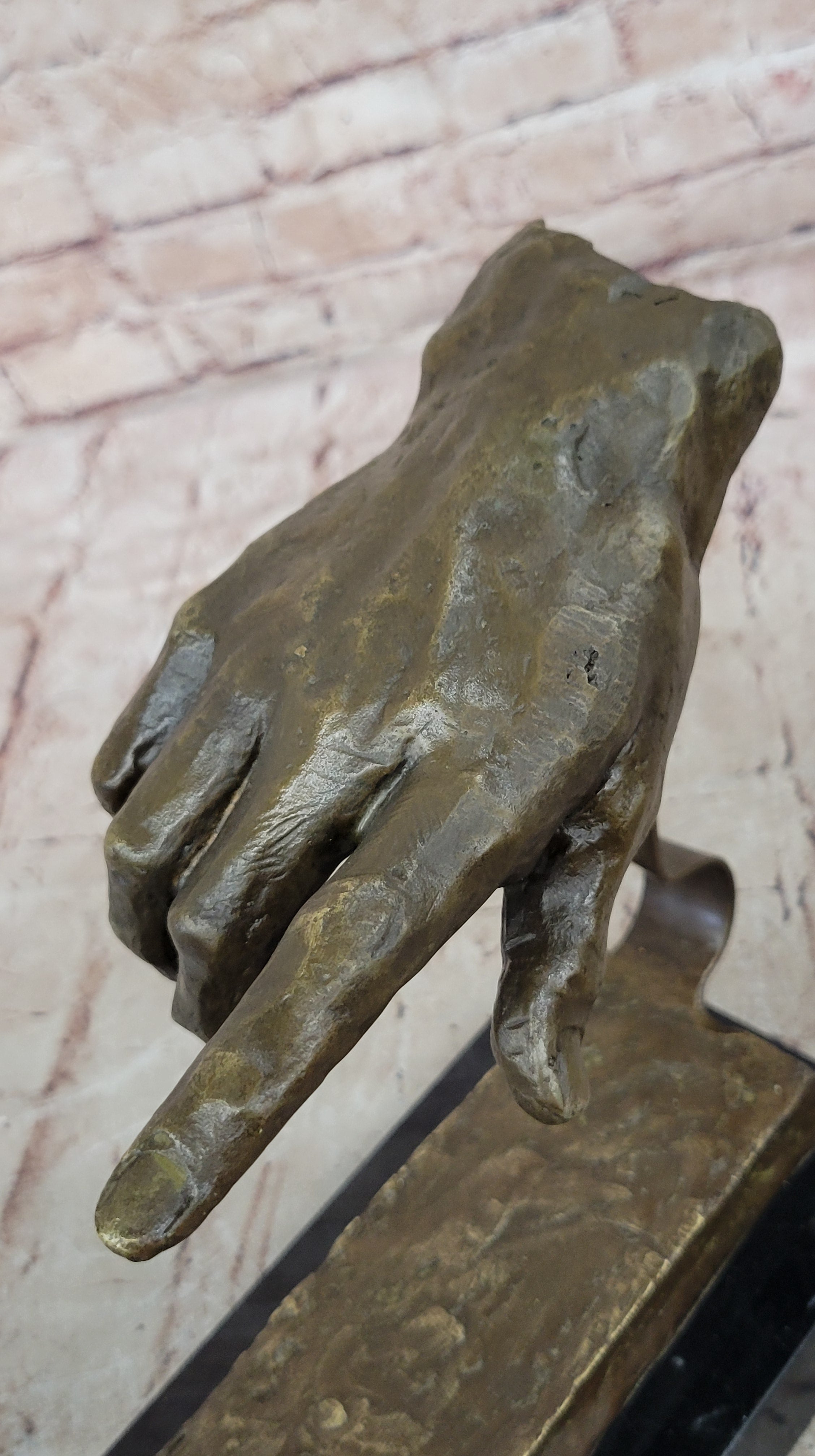 Signed Dali Bases on Michelangelo Creation of Man Bronze Sculpture Marble Statue