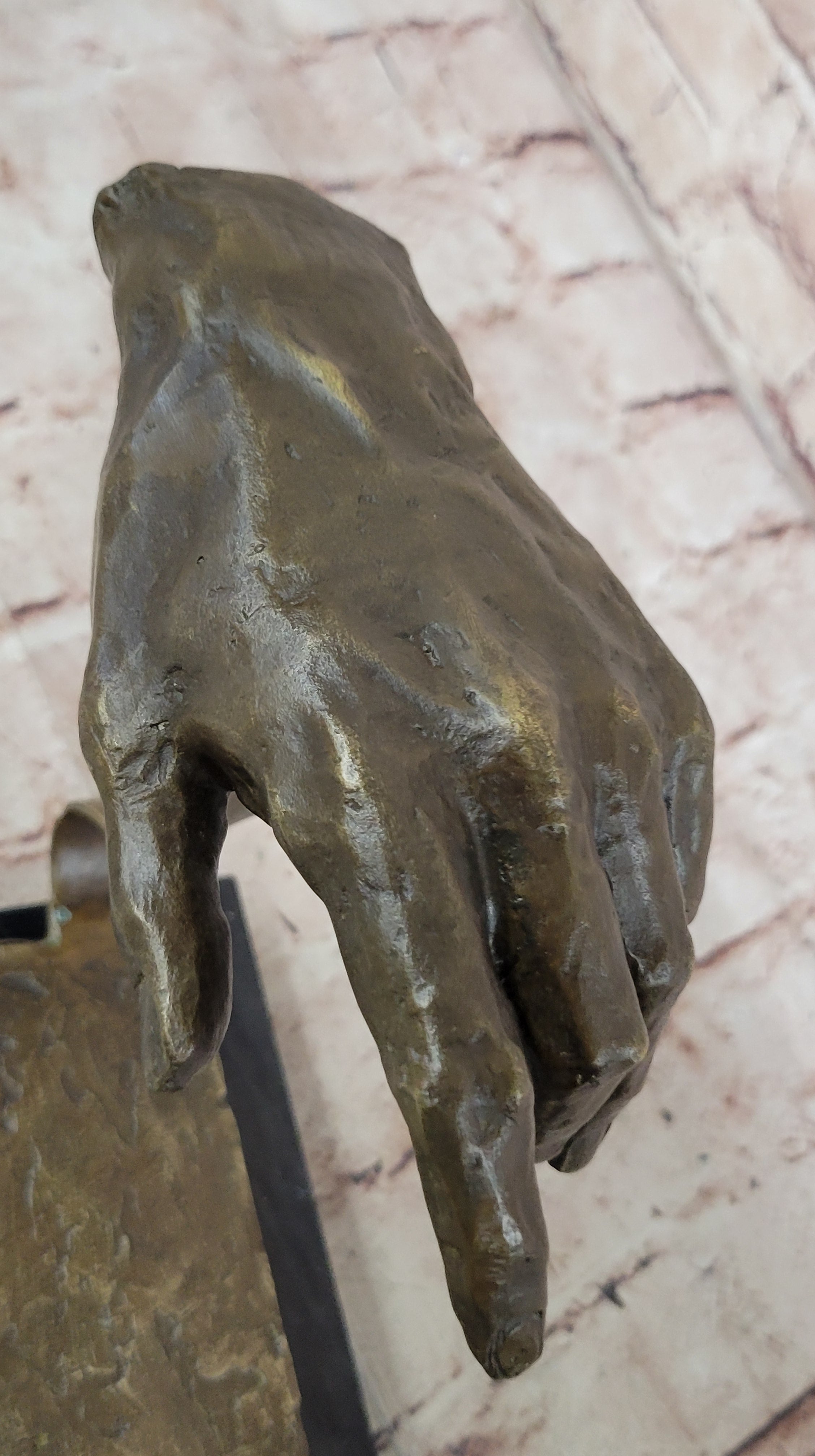 Signed Dali Bases on Michelangelo Creation of Man Bronze Sculpture Marble Statue