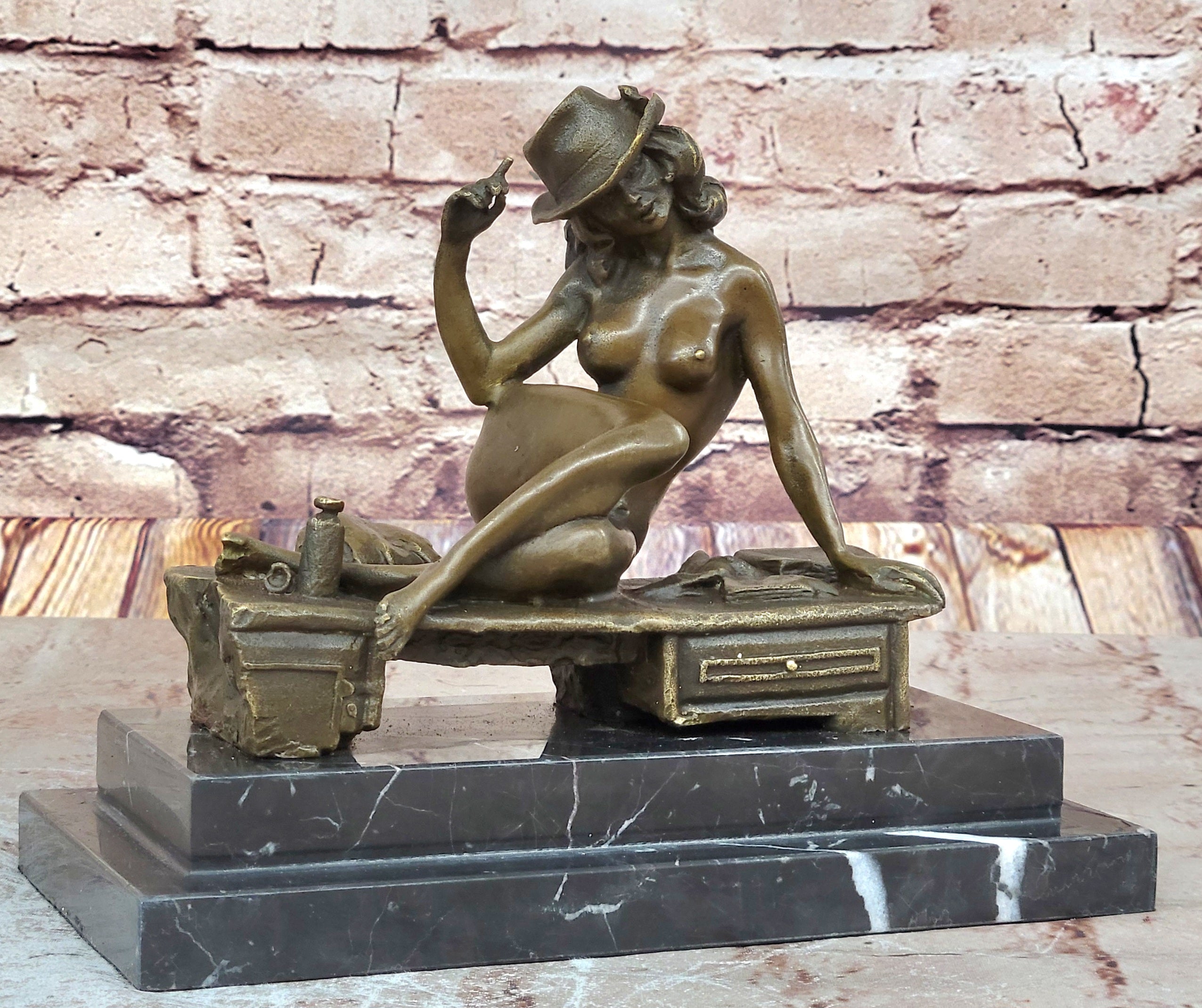 Actress 100% Solid Bronze Statue Dancer Sexy Jazz Singer Classic Art Deco Deal