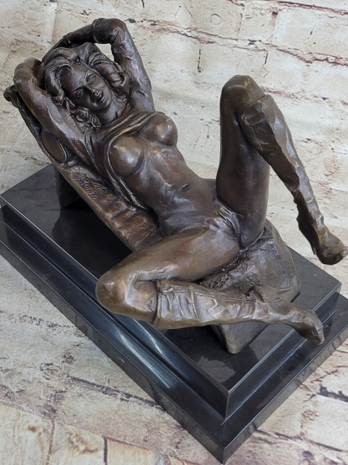 Erotic Nude Collectible Art Sexy Vixen Signed Original Alonzo Bronze Sculpture Art