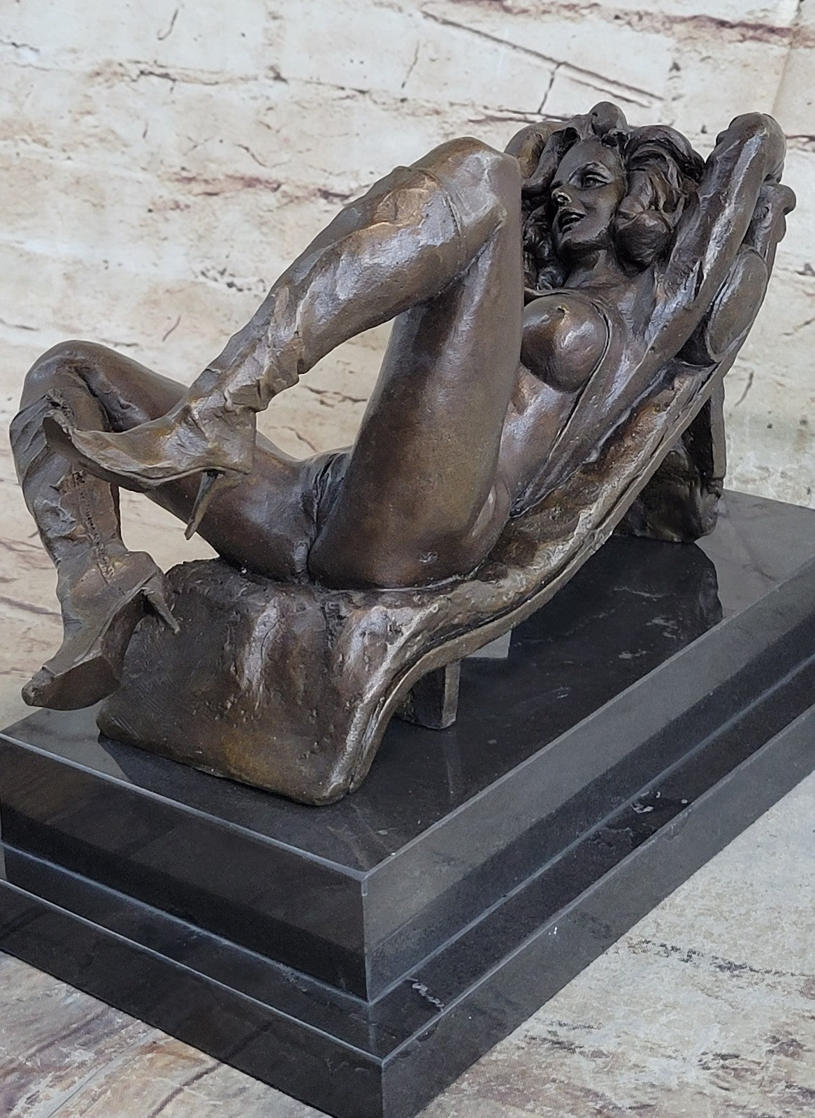 Erotic Nude Collectible Art Sexy Vixen Signed Original Alonzo Bronze Sculpture Art