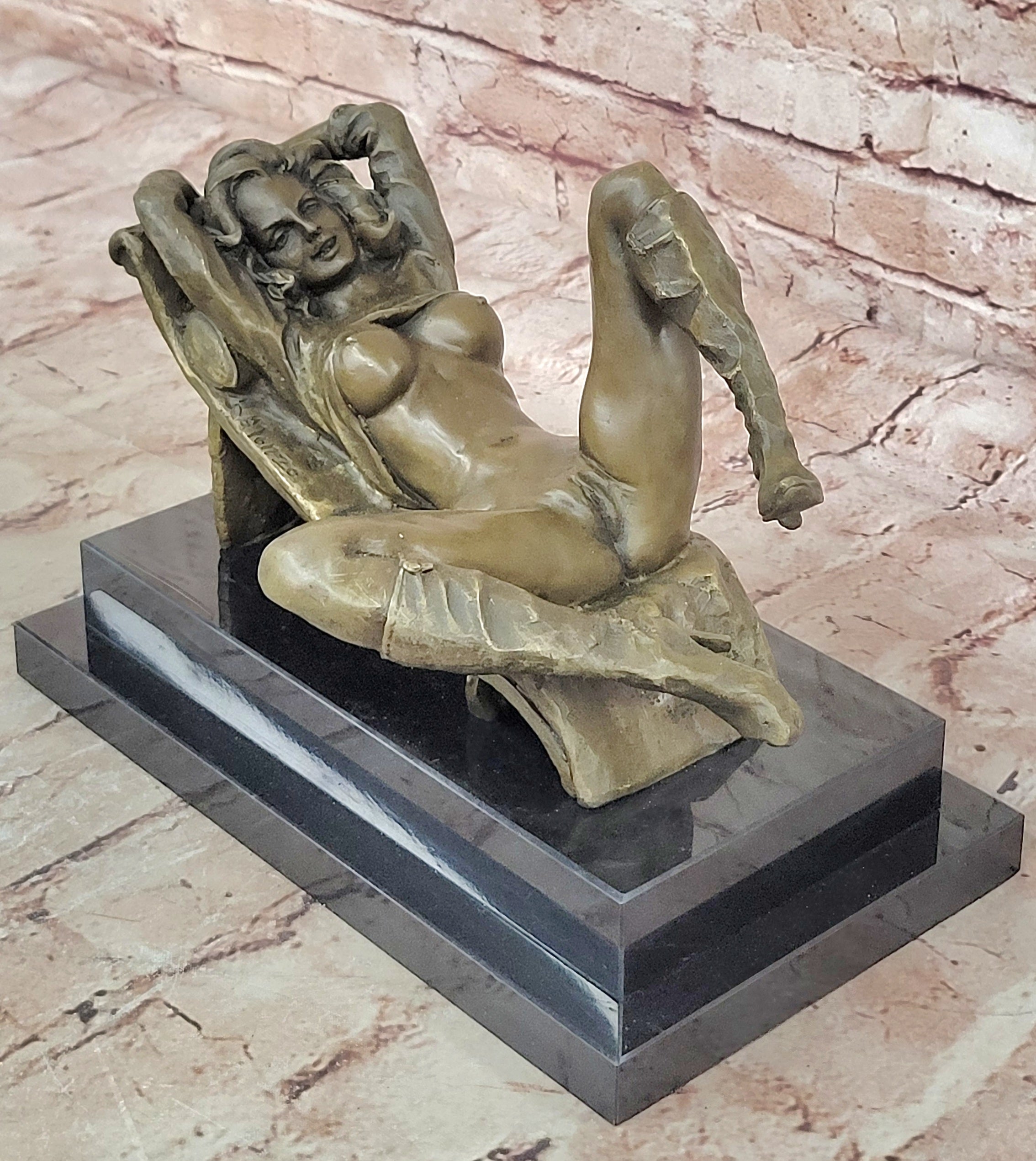 Erotic Nude Collectible Art Sexy Vixen Signed Original Alonzo Bronze Sculpture Art