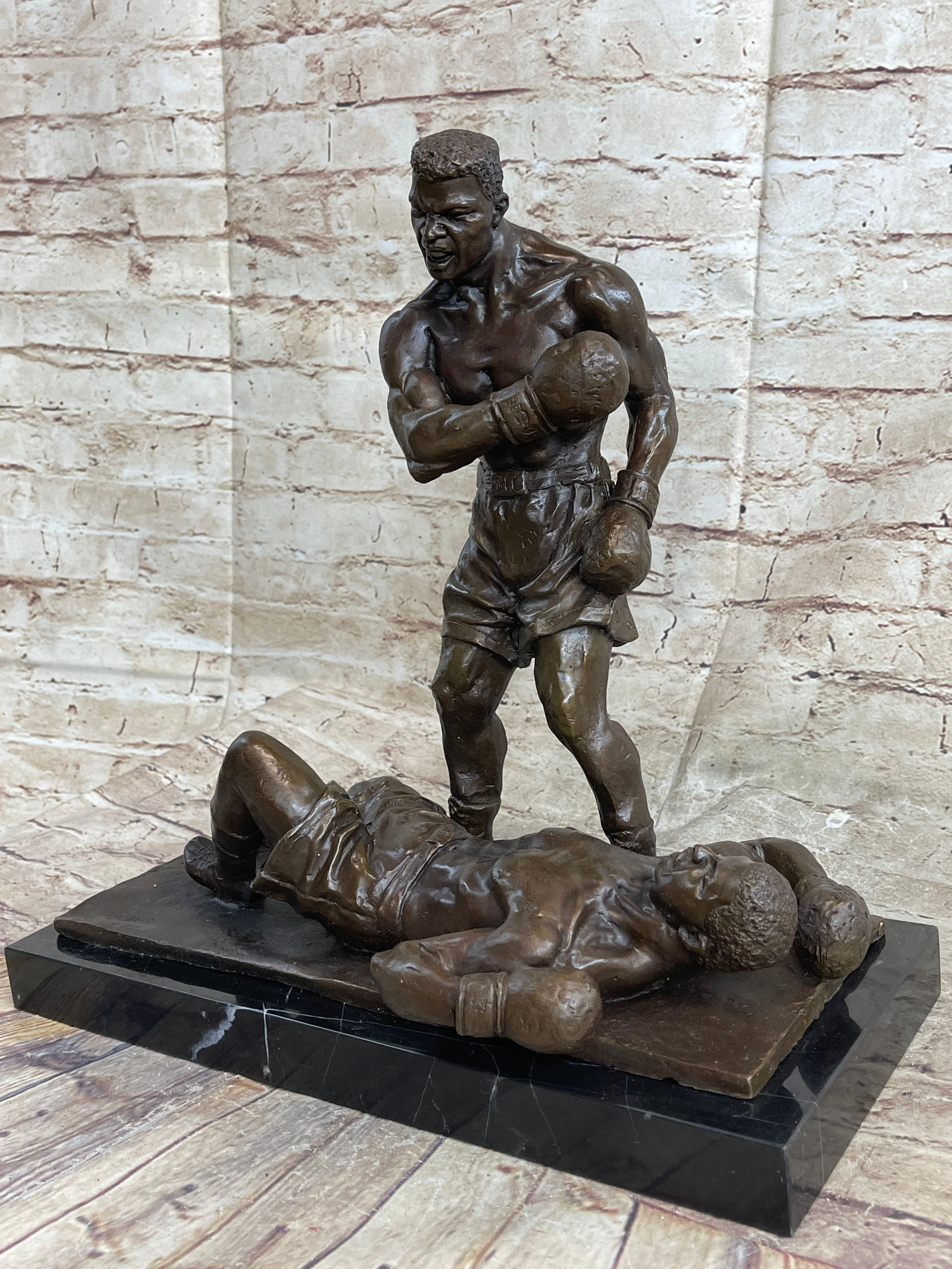 Famous Boxing Champ Bronze Sculpture Marble base Statue Figurine Gift
