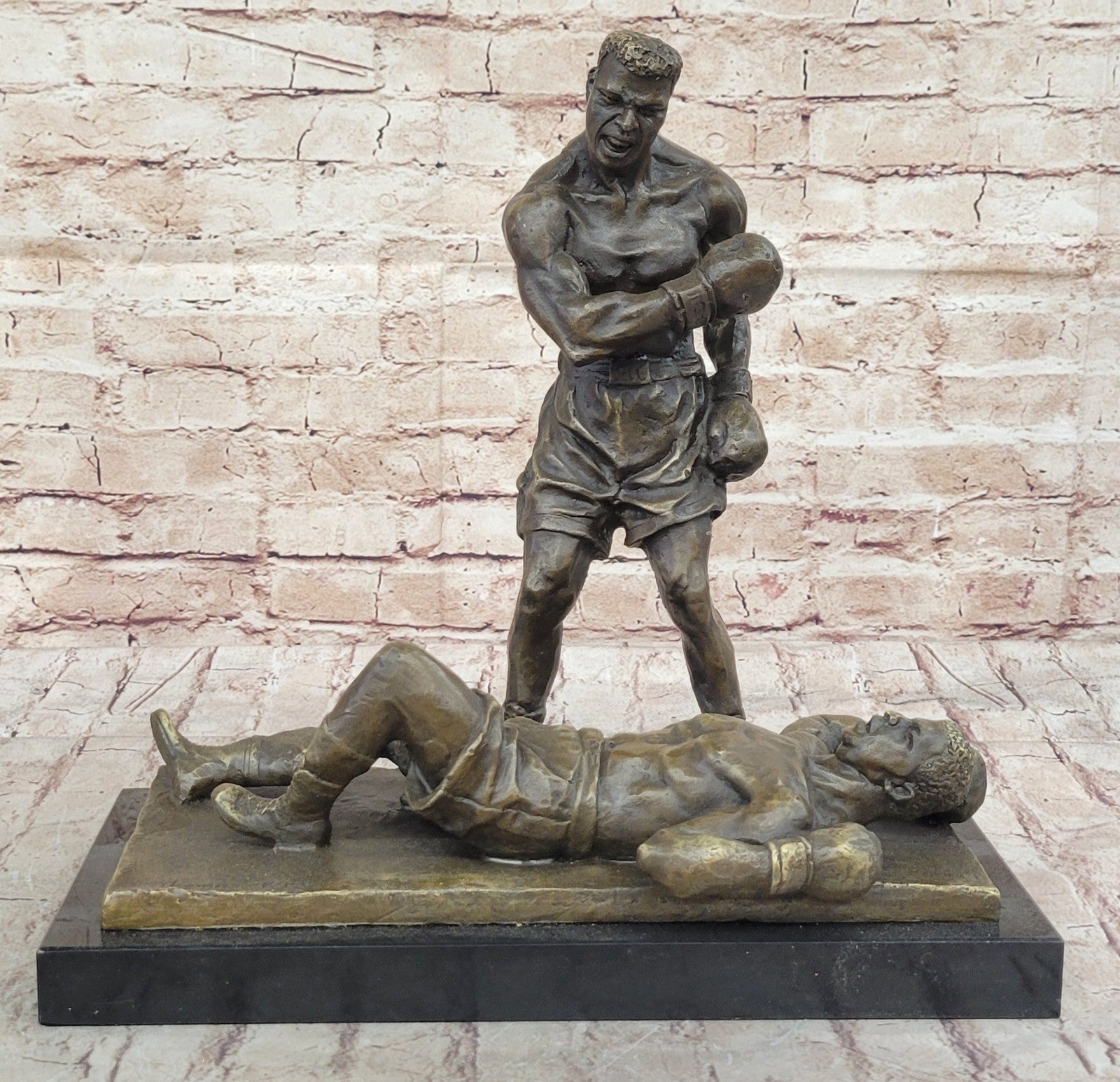 Famous Boxing Champ Bronze Sculpture Marble base Statue Figurine Gift