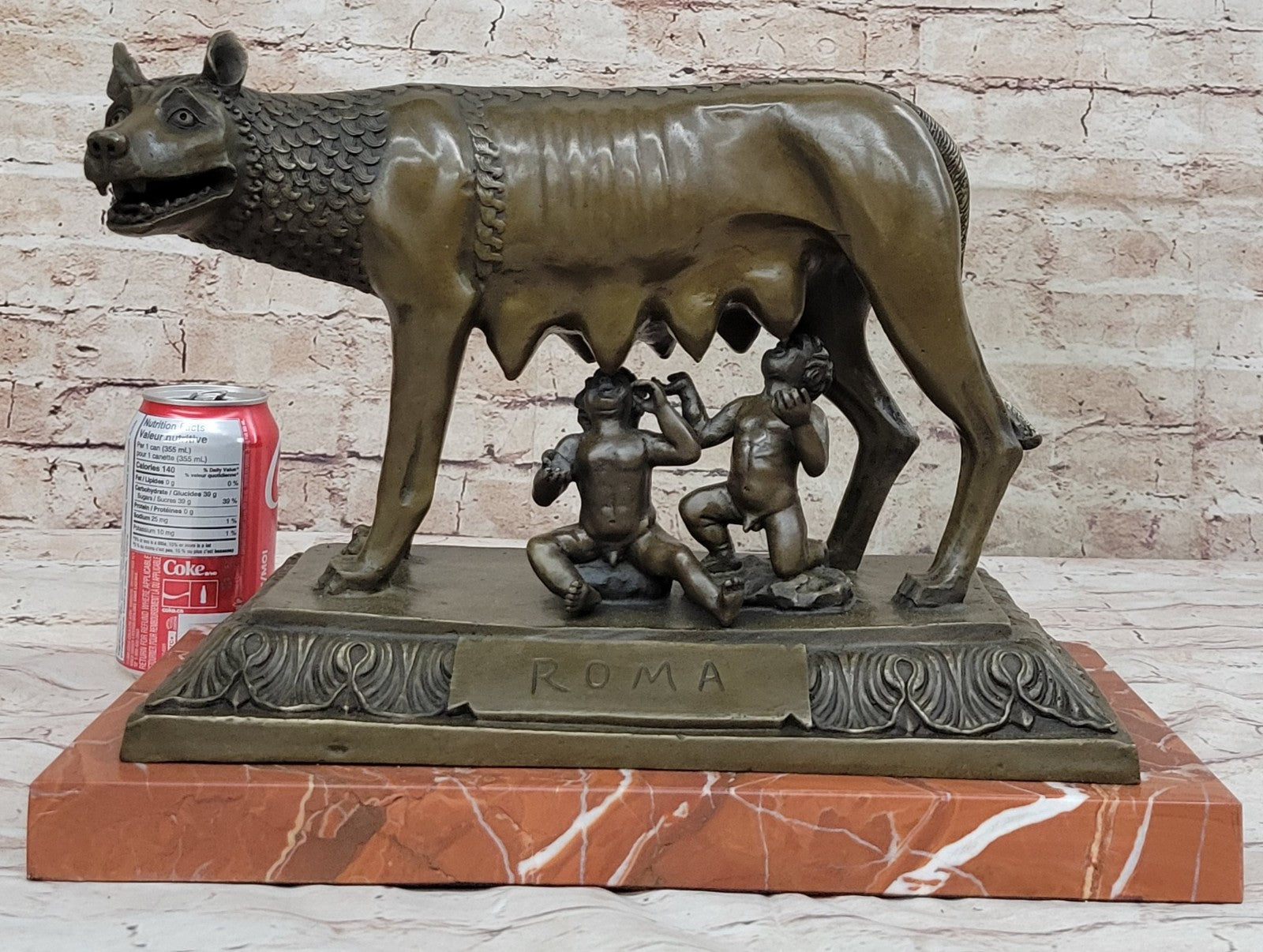HOT CAST LARGE SHE_WOLF ROMULUS AND RAMUS MUSUEM QUALITY CLASSIC ARTWORK BRONZE