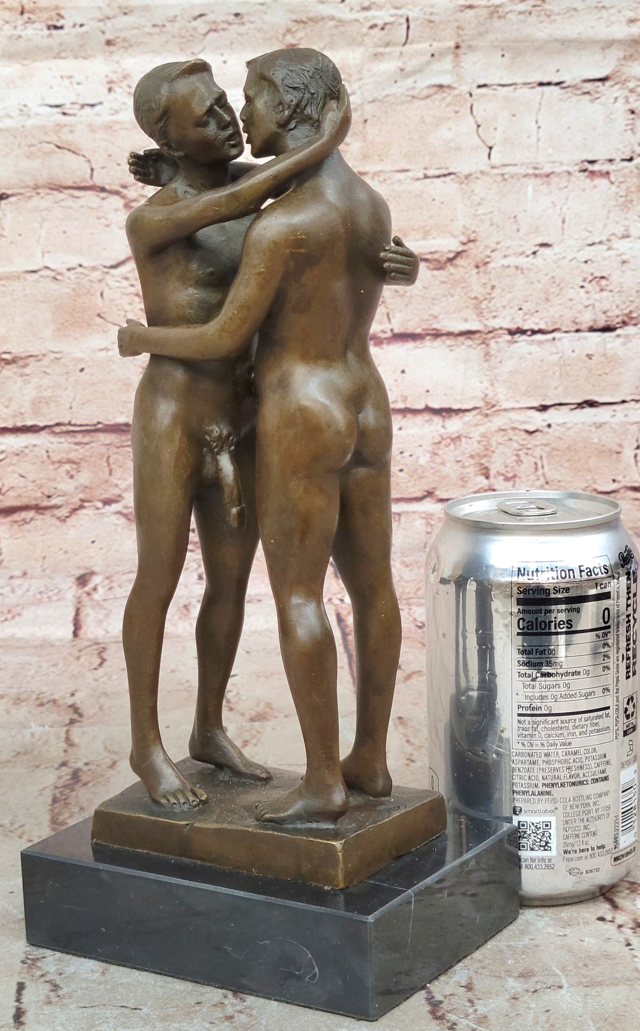 Two Gay Men Erotic Nude Naked Bronze Sculpture Statue Home Office Decor Figurine