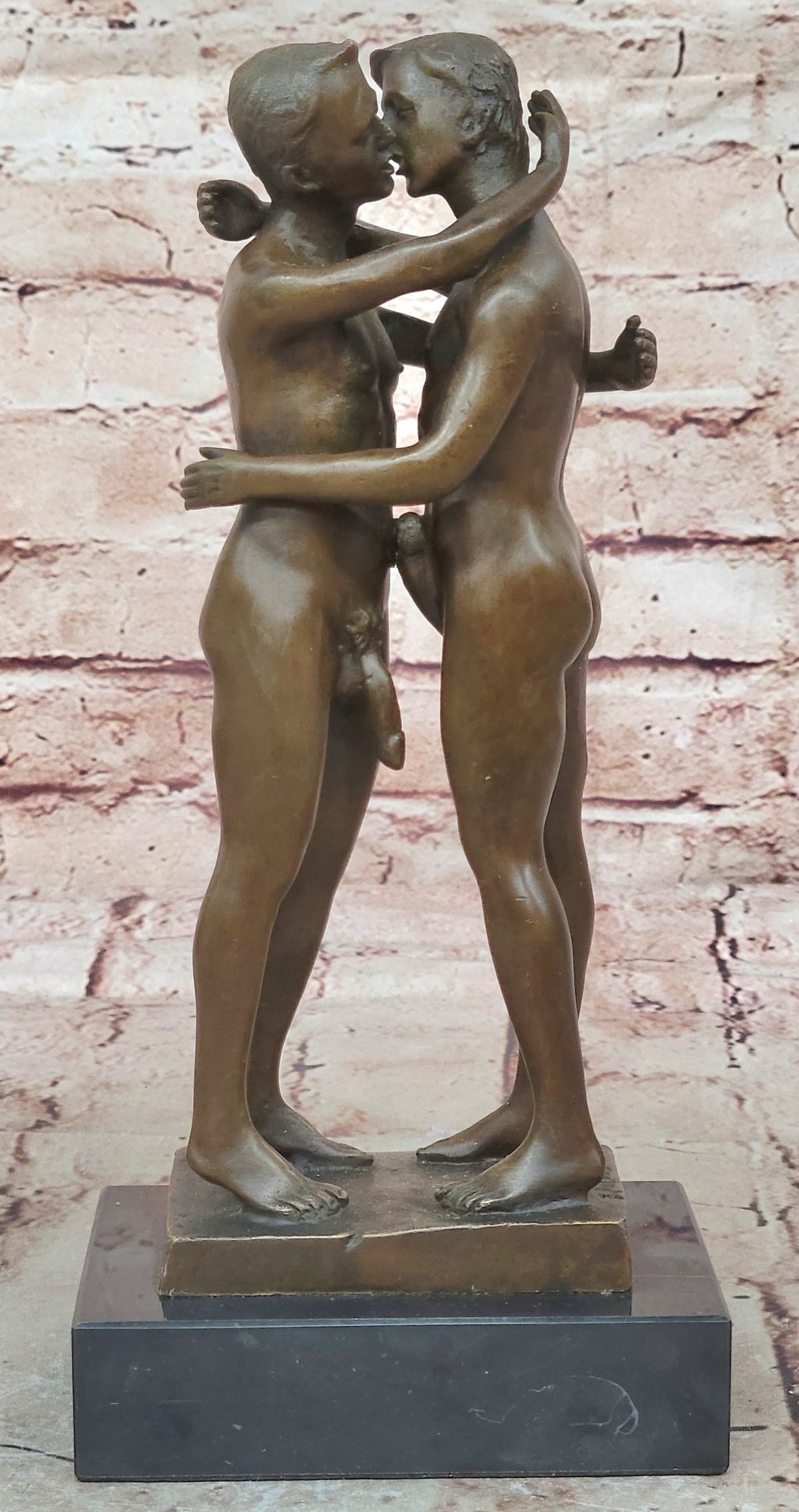 Two Gay Men Erotic Nude Naked Bronze Sculpture Statue Home Office Decor Figurine