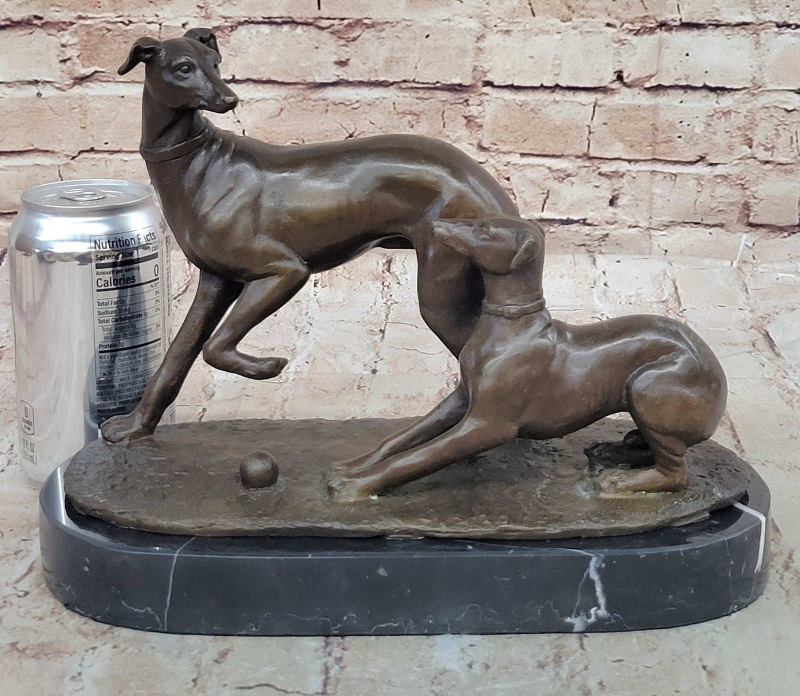 Art Deco Two Cute Greyhound Dog Dogs Musuem Quality Artwork by Mene