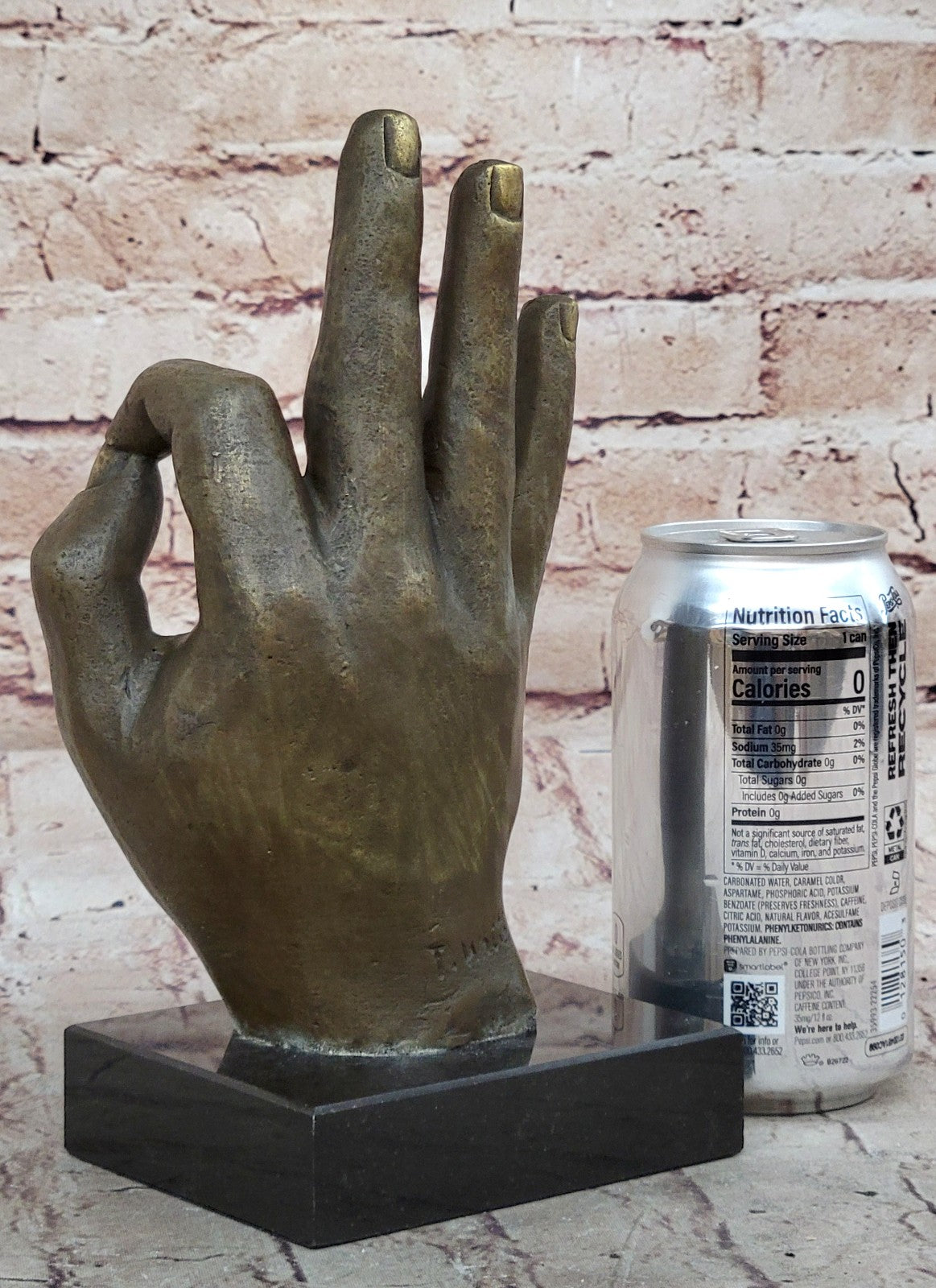 Signed Original ~T. White~ OK Hand Gesture Bronze Masterpiece Classic Artwork