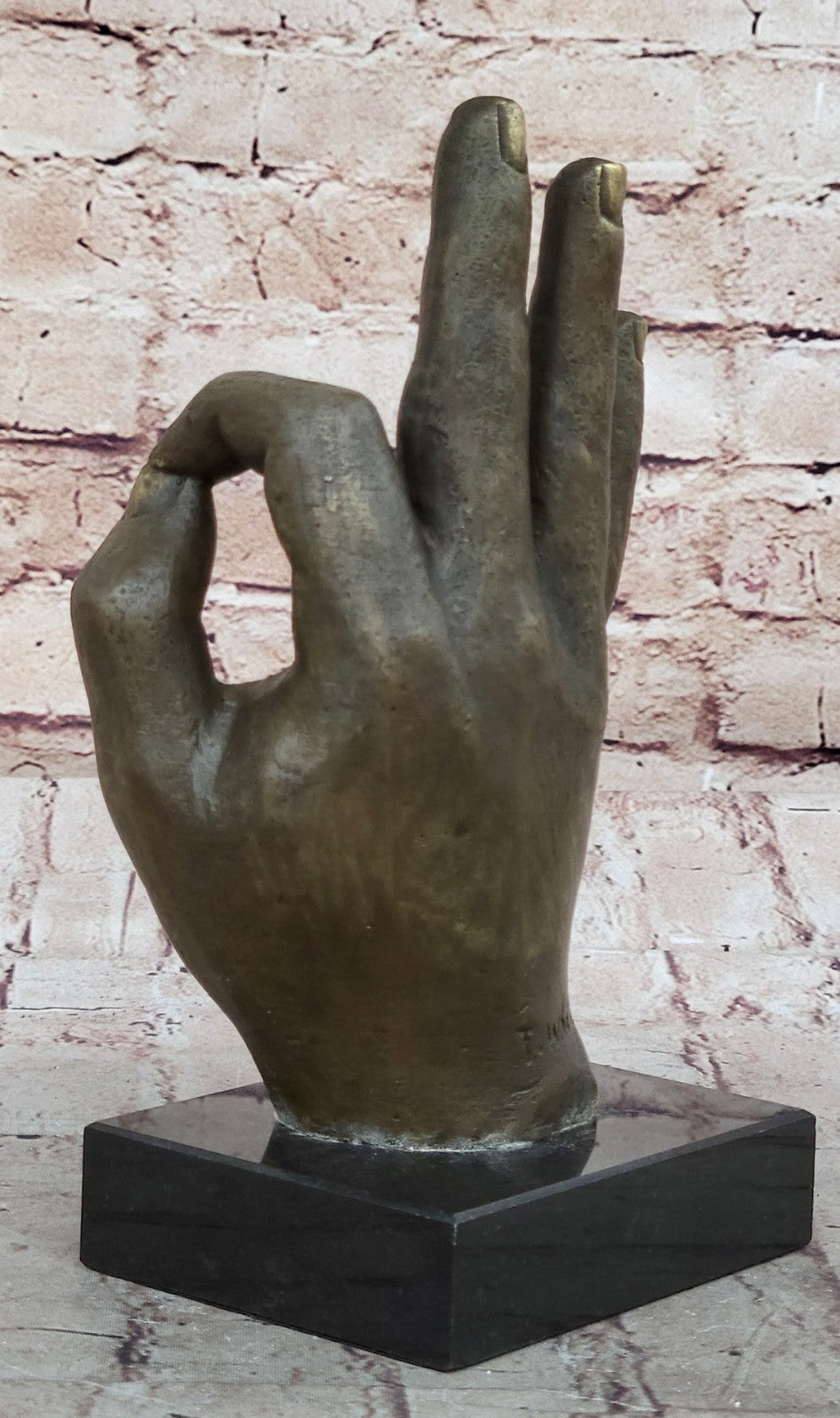 Signed Original ~T. White~ OK Hand Gesture Bronze Masterpiece Classic Artwork