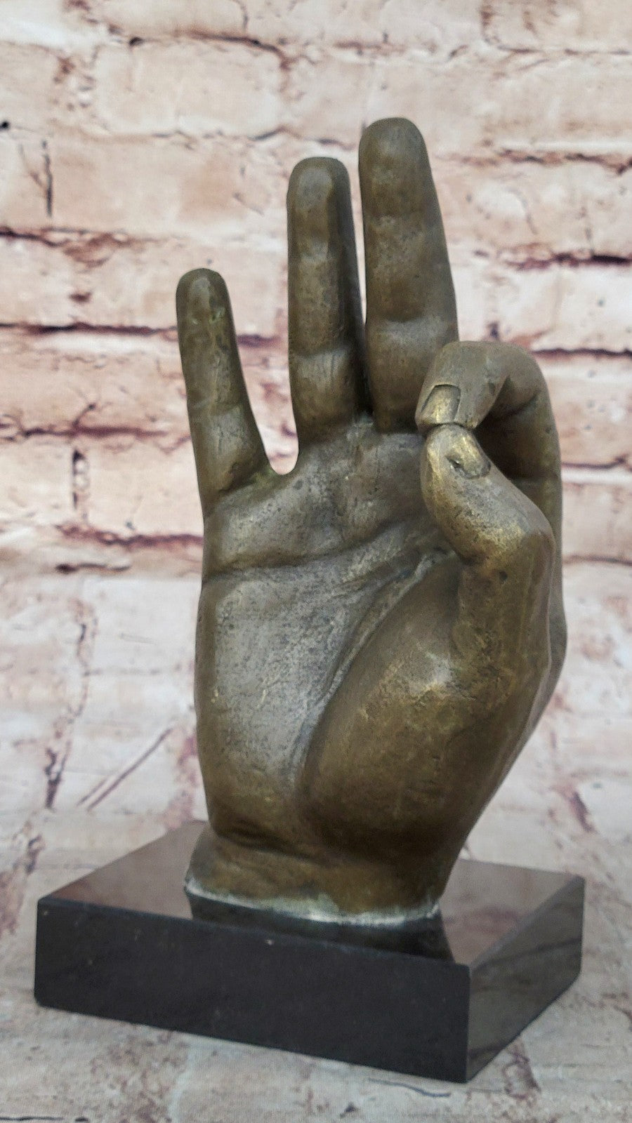 Signed Original ~T. White~ OK Hand Gesture Bronze Masterpiece Classic Artwork