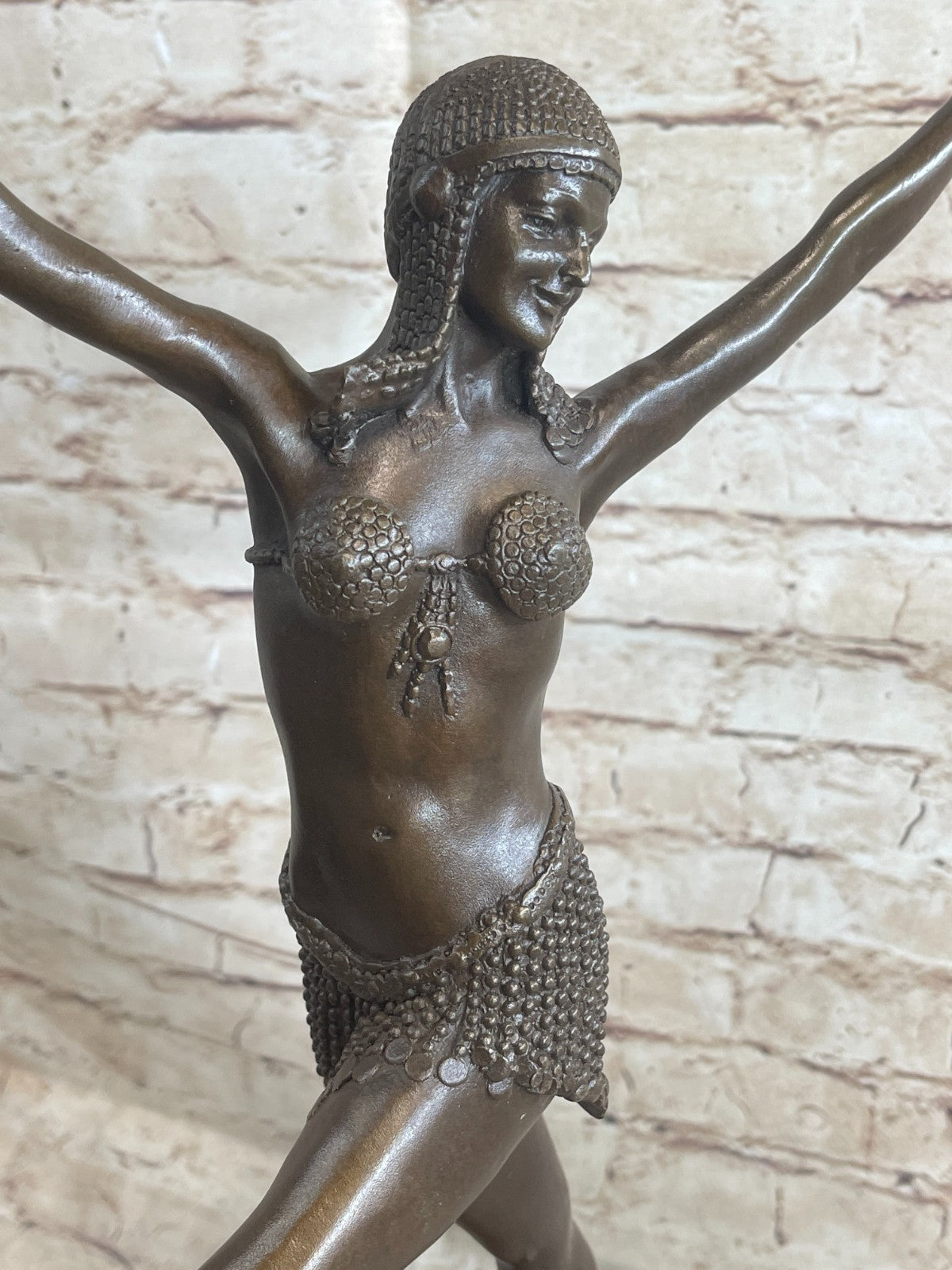 LARGE DIMITRI CHIPARUS DANCER ART DECO BRONZE SCULPTURE MARBLE BASE FIGURINE