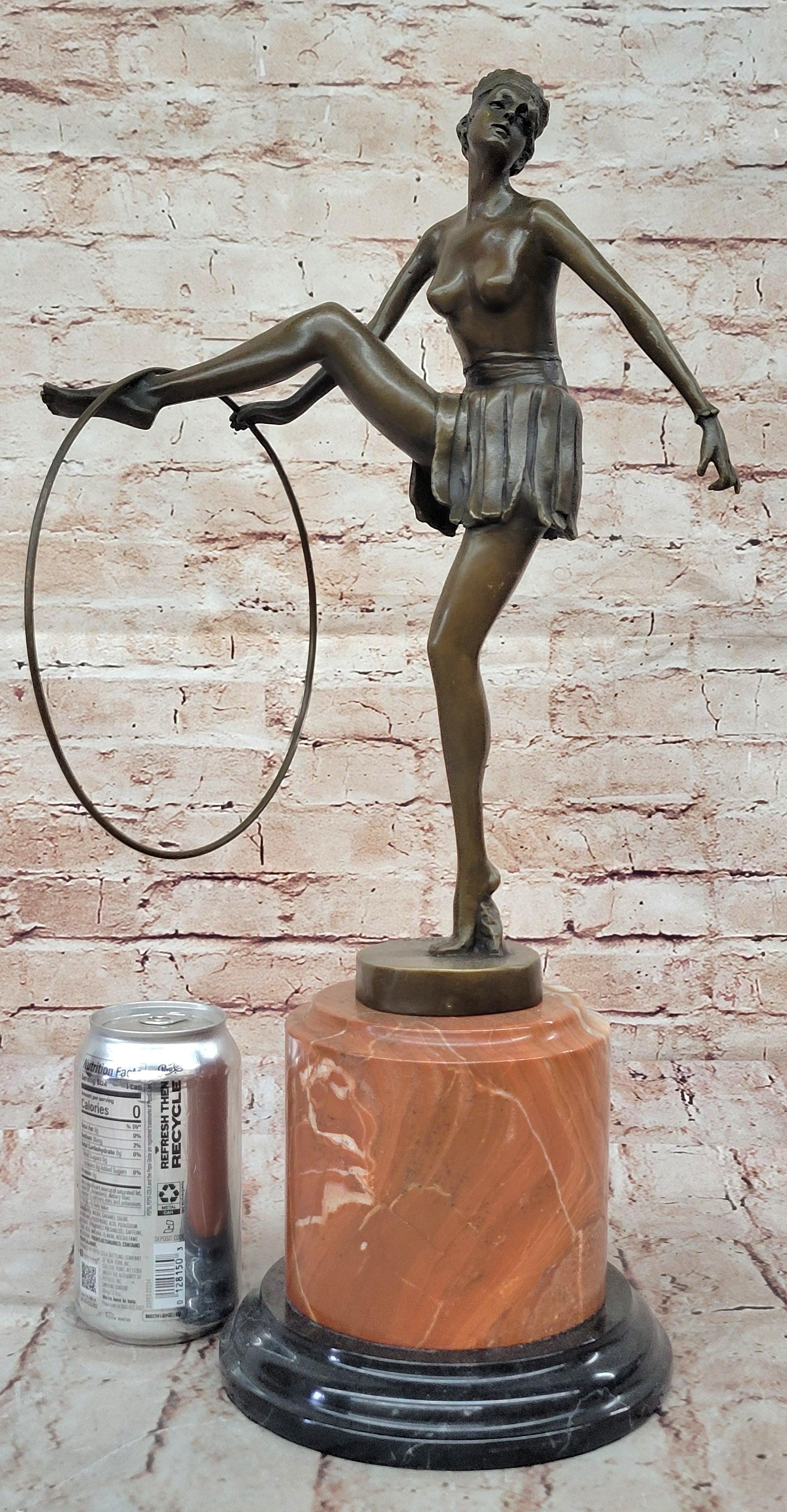Buy Nude Bronze Deco Dancer Sculpture – Large Handmade Artwork by Romanian Artist D.H. Chiparus