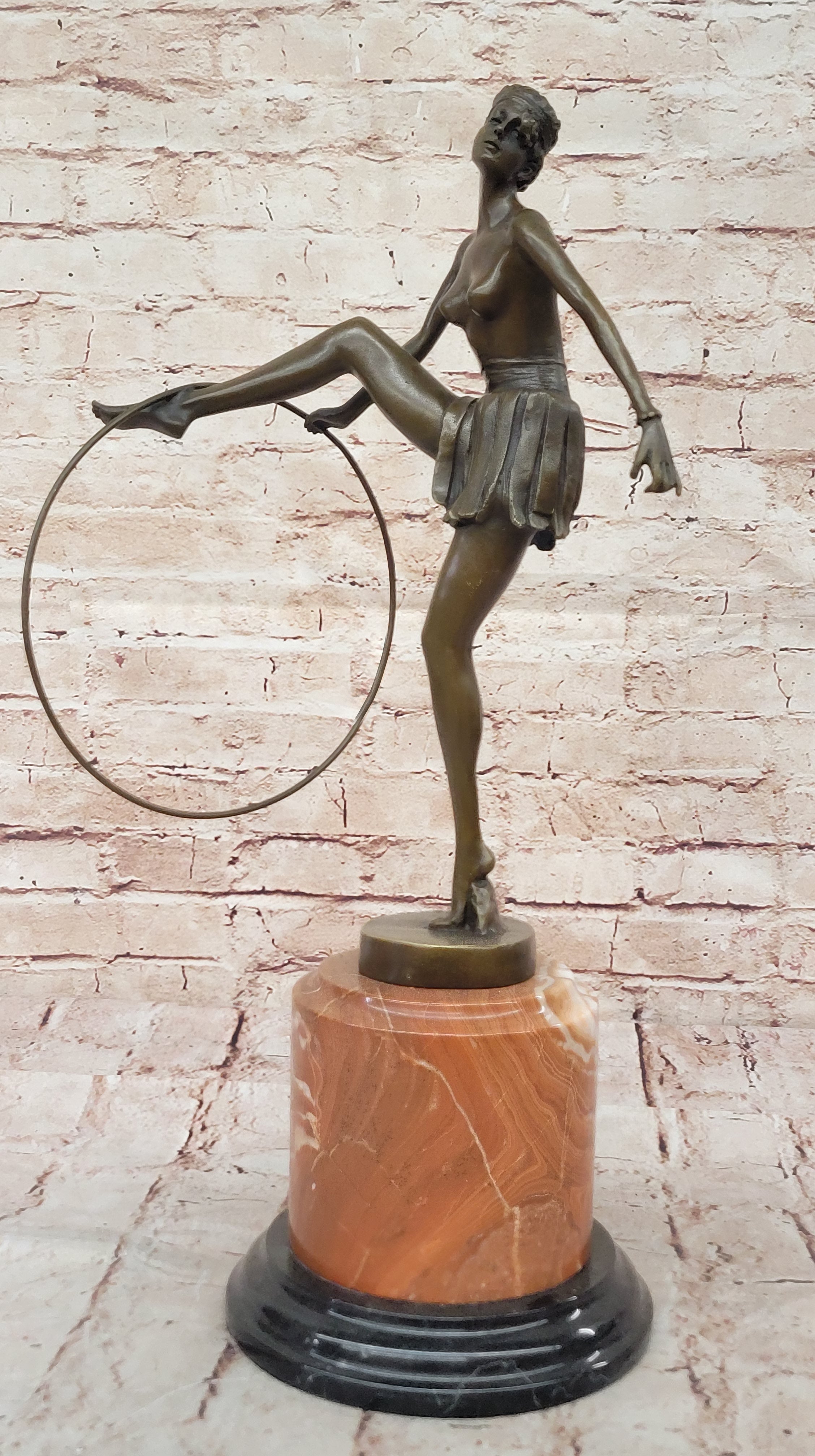 Buy Nude Bronze Deco Dancer Sculpture – Large Handmade Artwork by Romanian Artist D.H. Chiparus