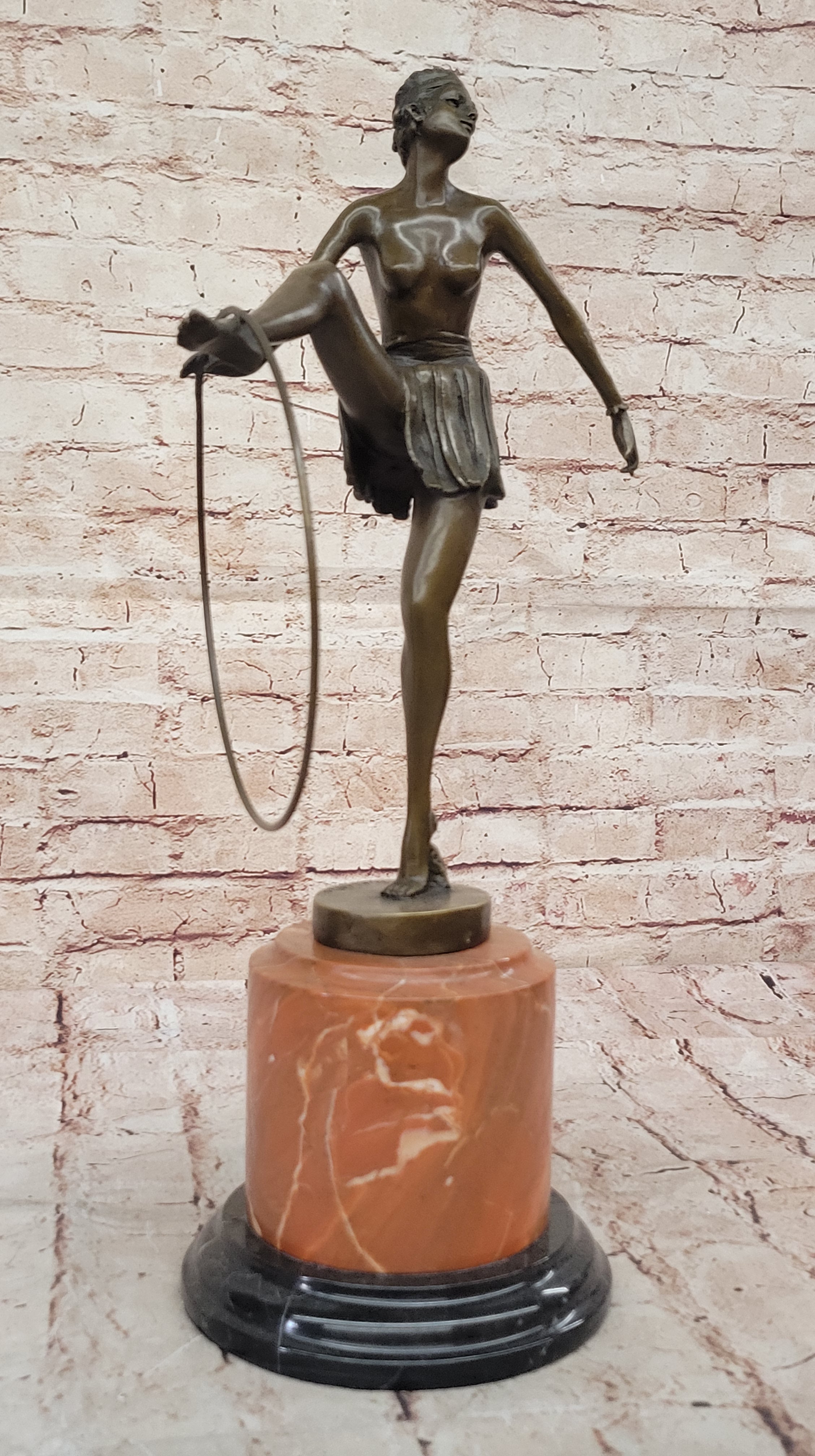Buy Nude Bronze Deco Dancer Sculpture – Large Handmade Artwork by Romanian Artist D.H. Chiparus