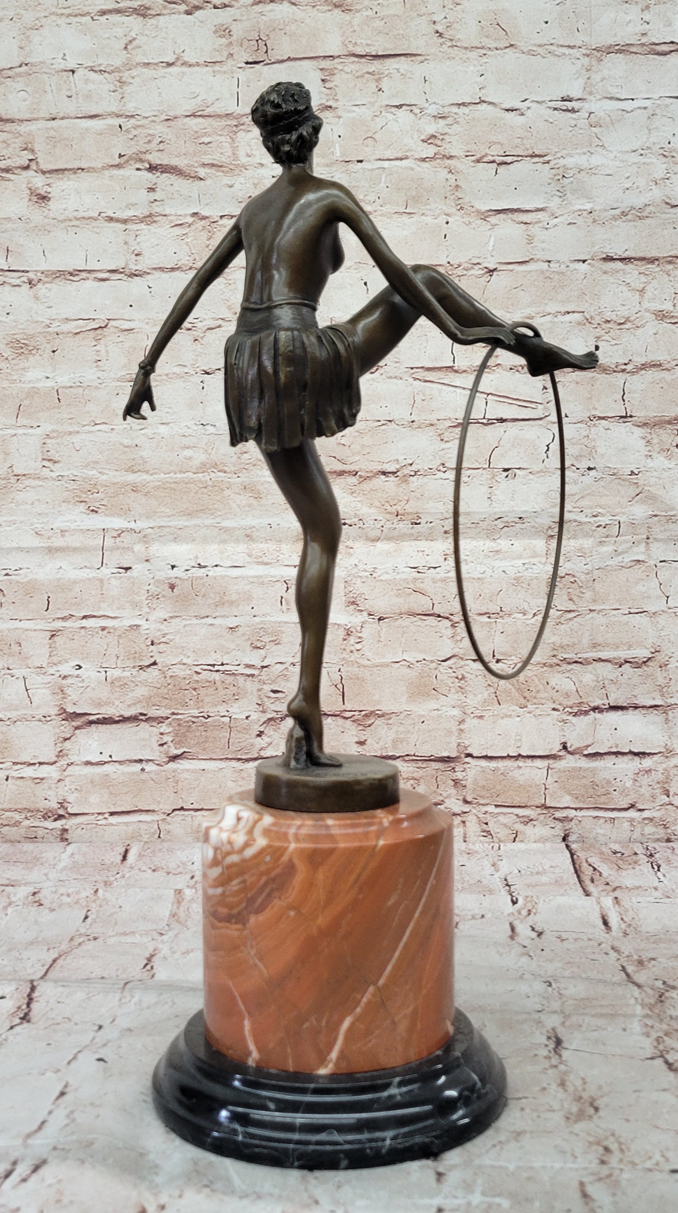 Buy Nude Bronze Deco Dancer Sculpture – Large Handmade Artwork by Romanian Artist D.H. Chiparus