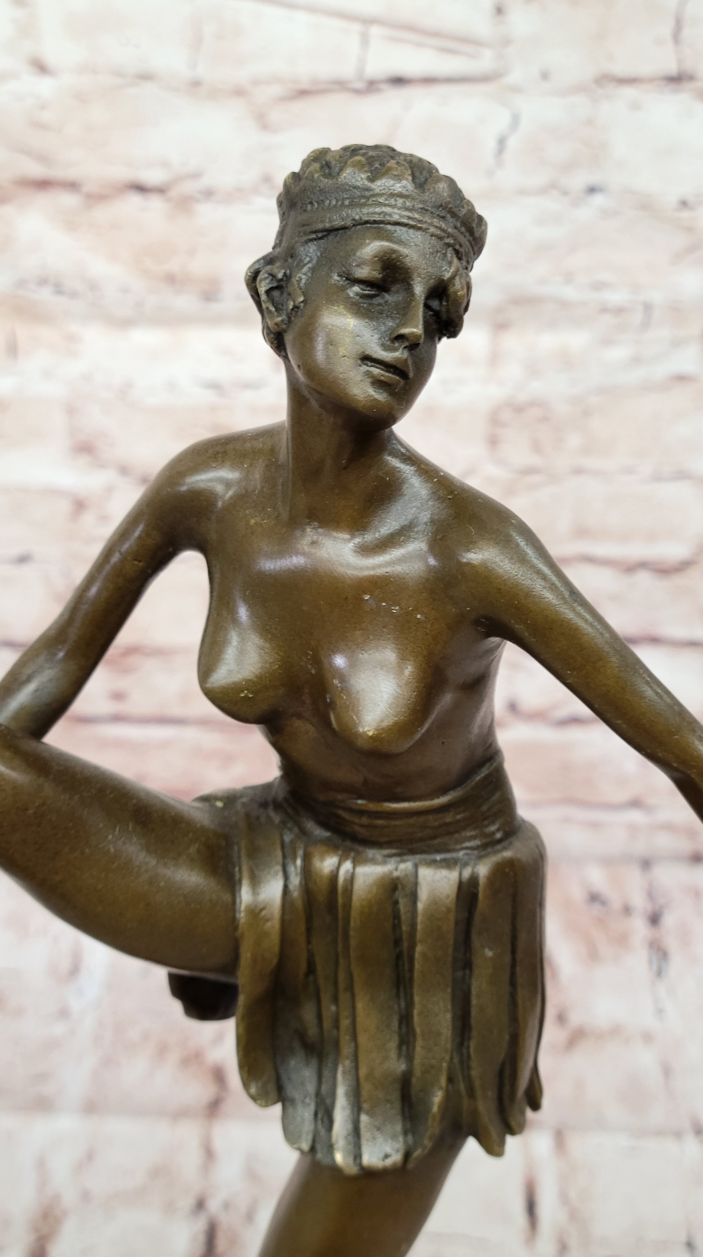 Buy Nude Bronze Deco Dancer Sculpture – Large Handmade Artwork by Romanian Artist D.H. Chiparus