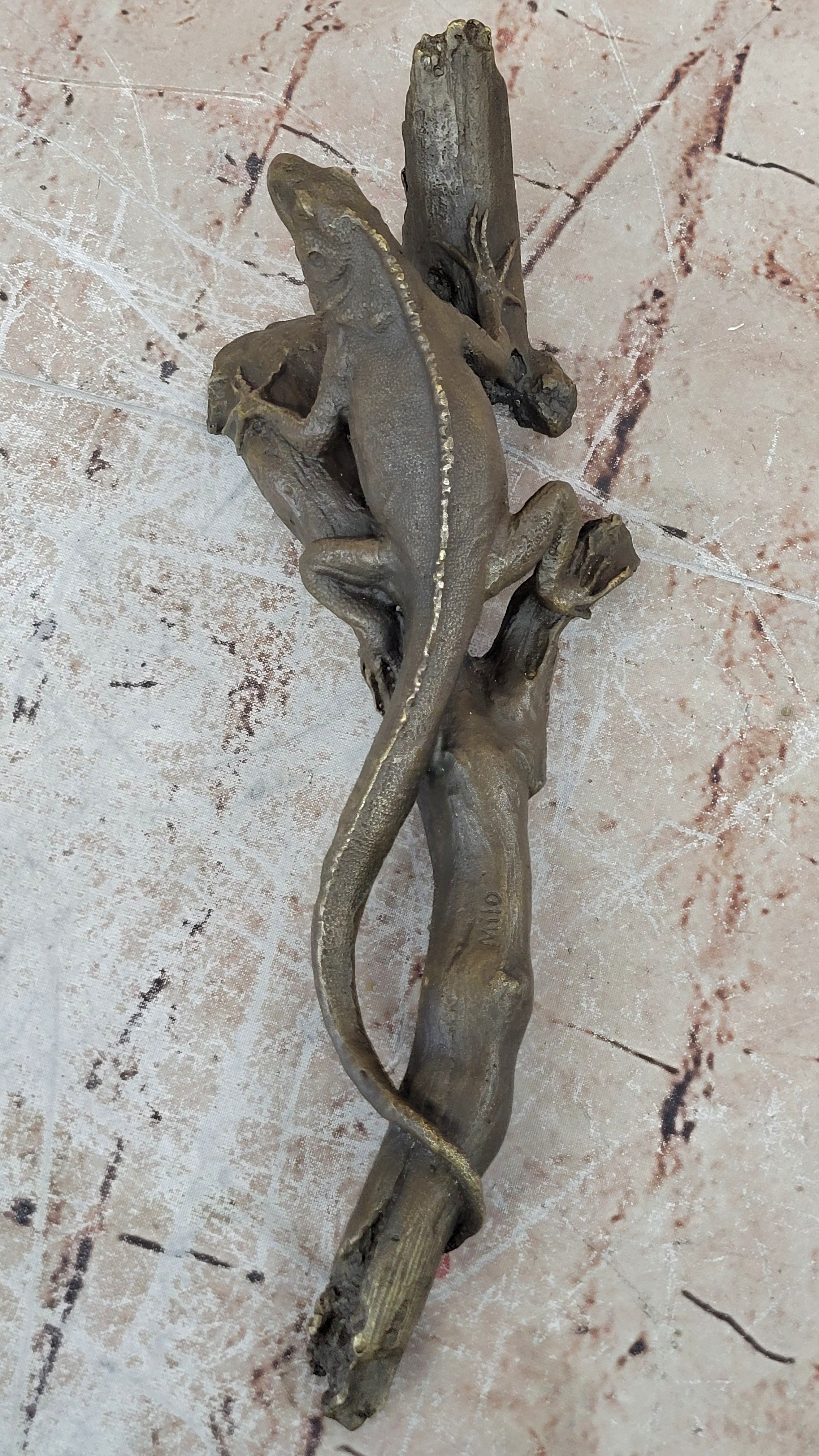 Solid bronze Sculpture komodo dragon Monitor varanidae Varanus Lizard Figure