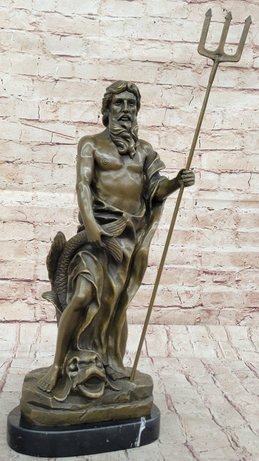 Vintage ZEUS POSEIDON Bronze Sculpture Statue Art Figurine Greek Mythology
