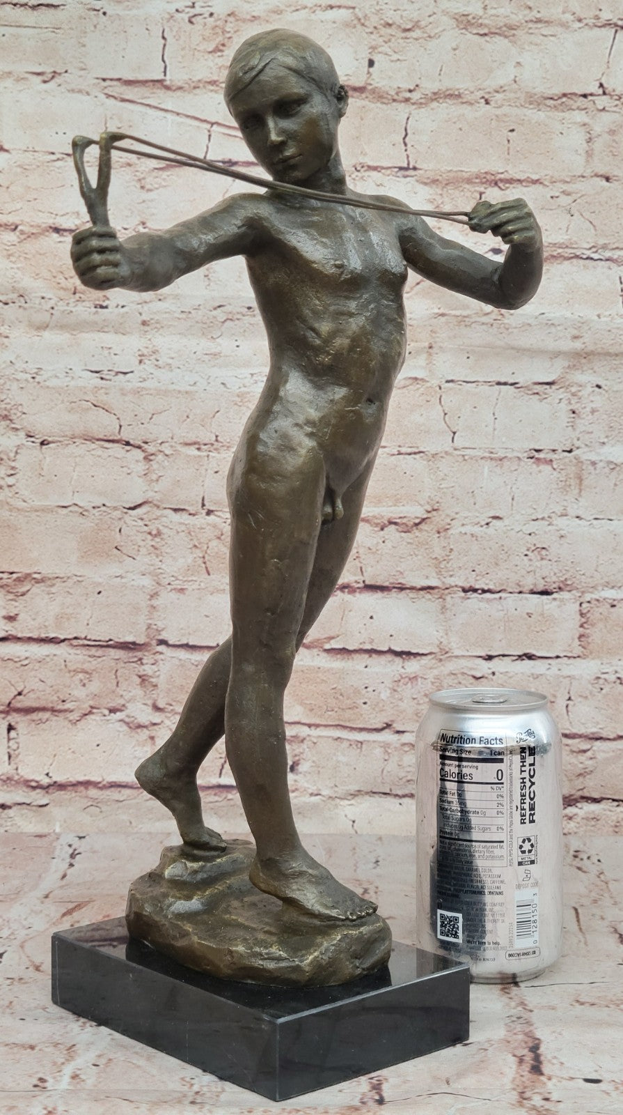 Boy with Catapult European Bronze Museum & Art Gallery Nude Decor Statue