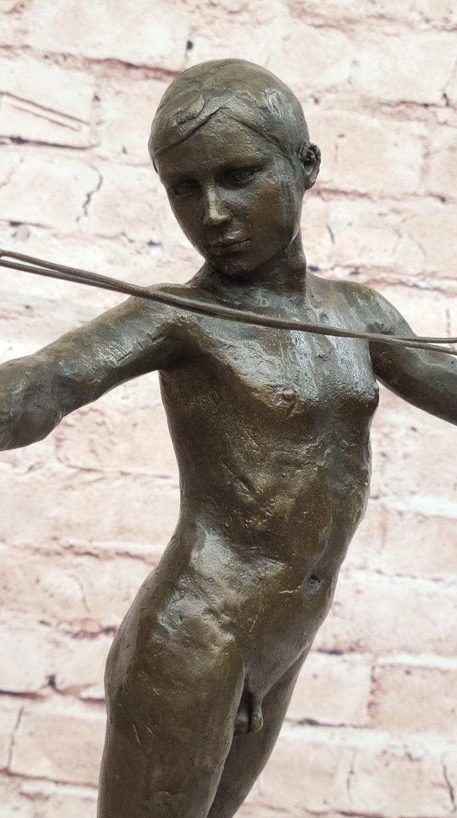 Boy with Catapult European Bronze Museum & Art Gallery Nude Decor Statue