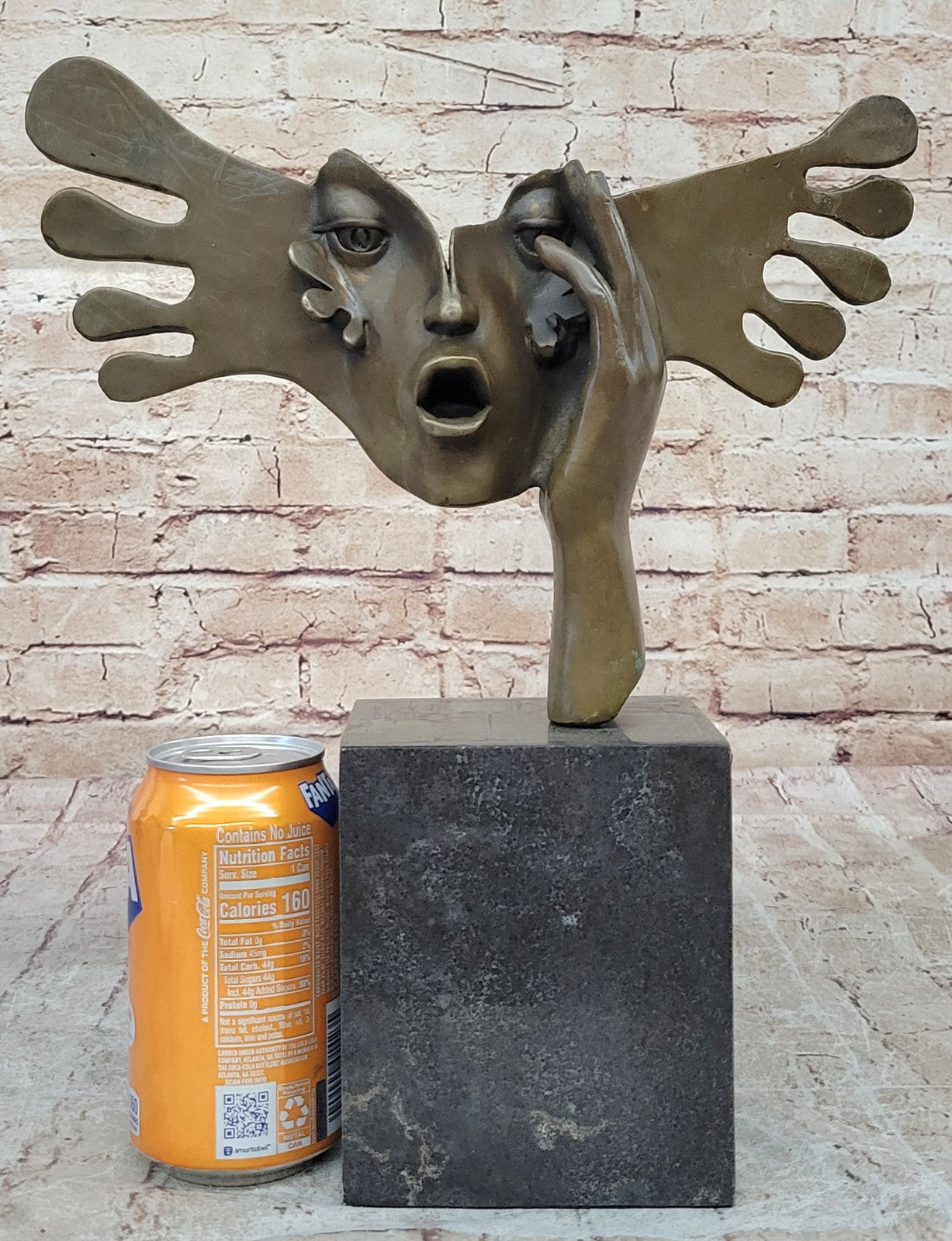 Salvador Dali Double Hands Handcrafted Bronze Sculpture Marble Base Figurine Art