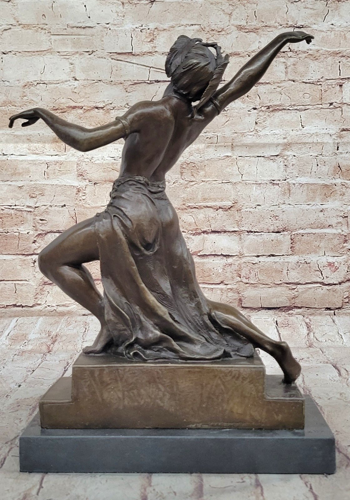 Handcrafted bronze sculpture SALE Decor Wreath Head Dancer Belly Nude Exotic