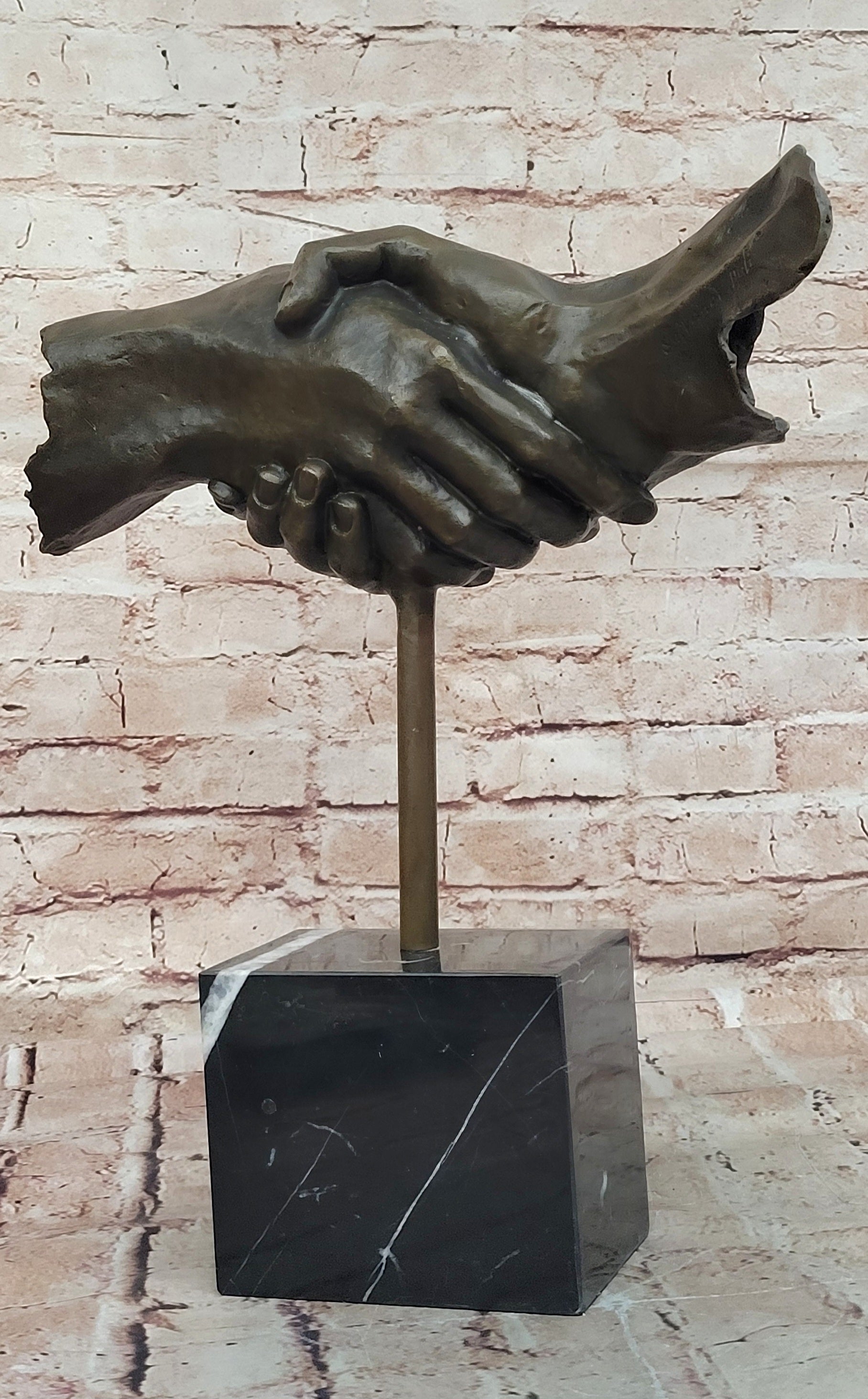 Modern Abstract Art Two Shaking Hand by Dali Bronze Sculpture Figurine Figure