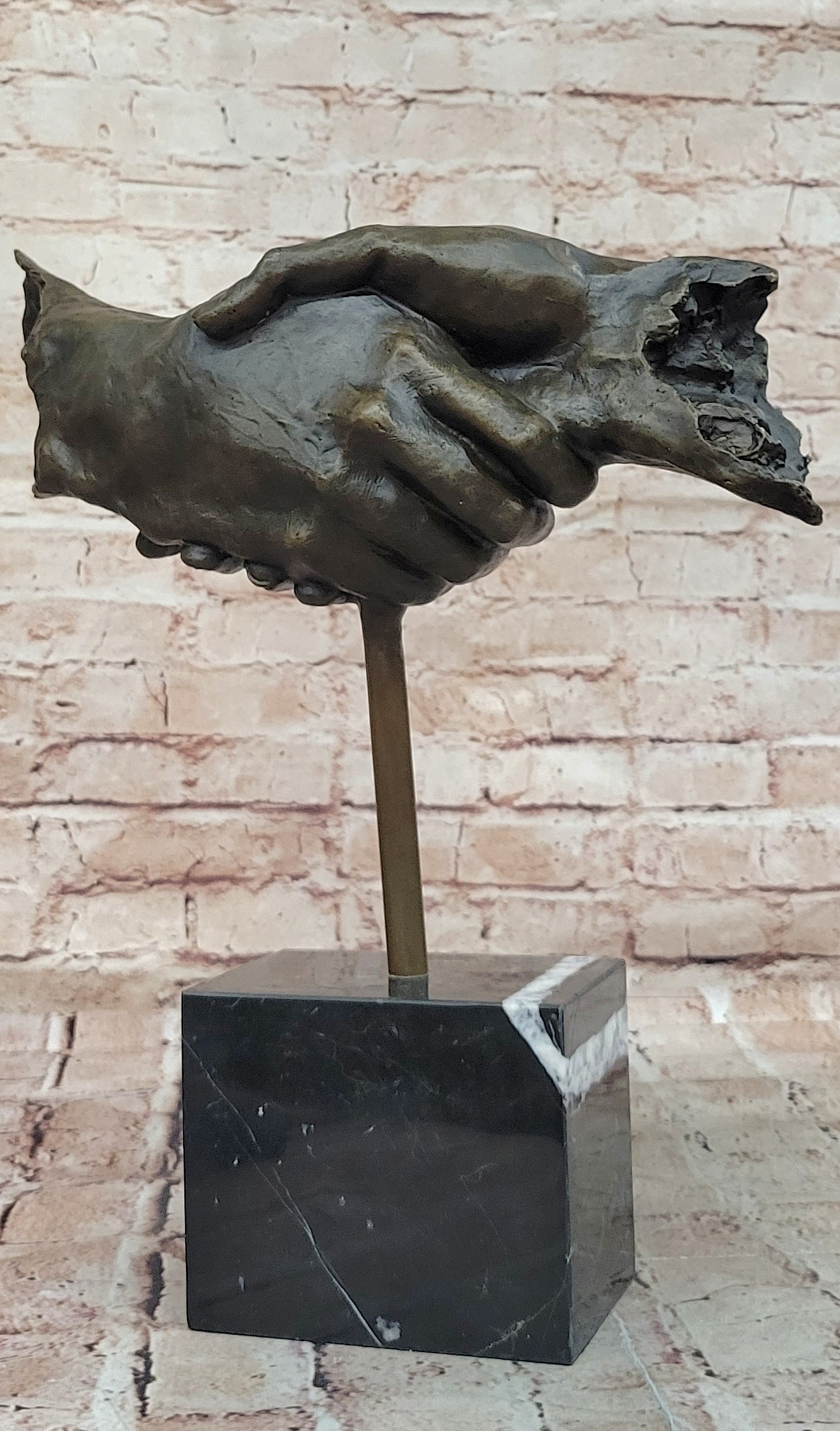 Modern Abstract Art Two Shaking Hand by Dali Bronze Sculpture Figurine Figure