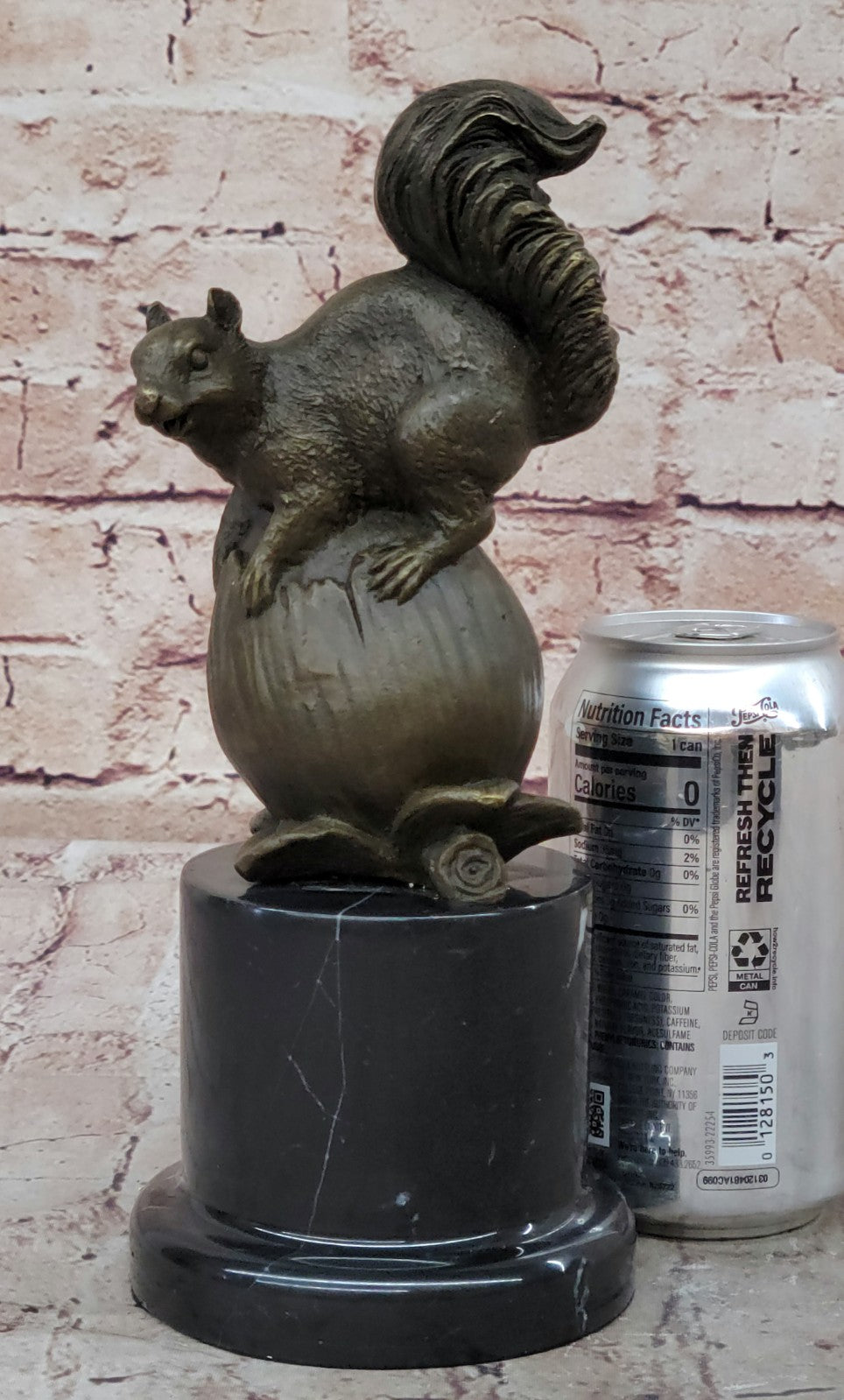 Handcrafted Bronze Squirrel Sculpture on Marble Base – SALE Art Collectible